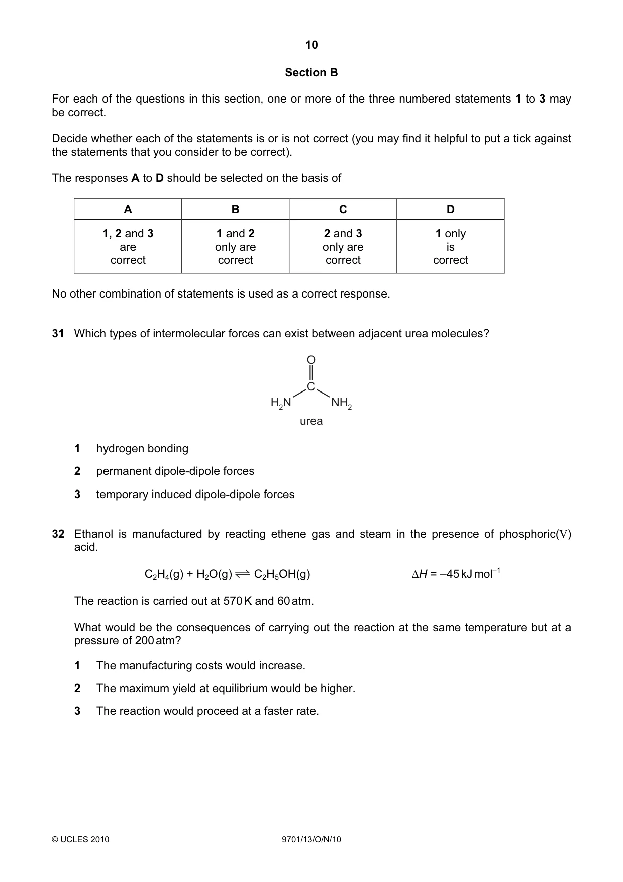 Cambridge A Level Chemistry 9701 2010 Oct/Nov Paper 1 · Variant 3 question paper, page 10 of 16