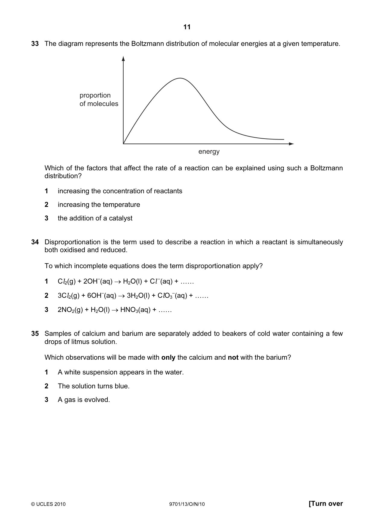 Cambridge A Level Chemistry 9701 2010 Oct/Nov Paper 1 · Variant 3 question paper, page 11 of 16
