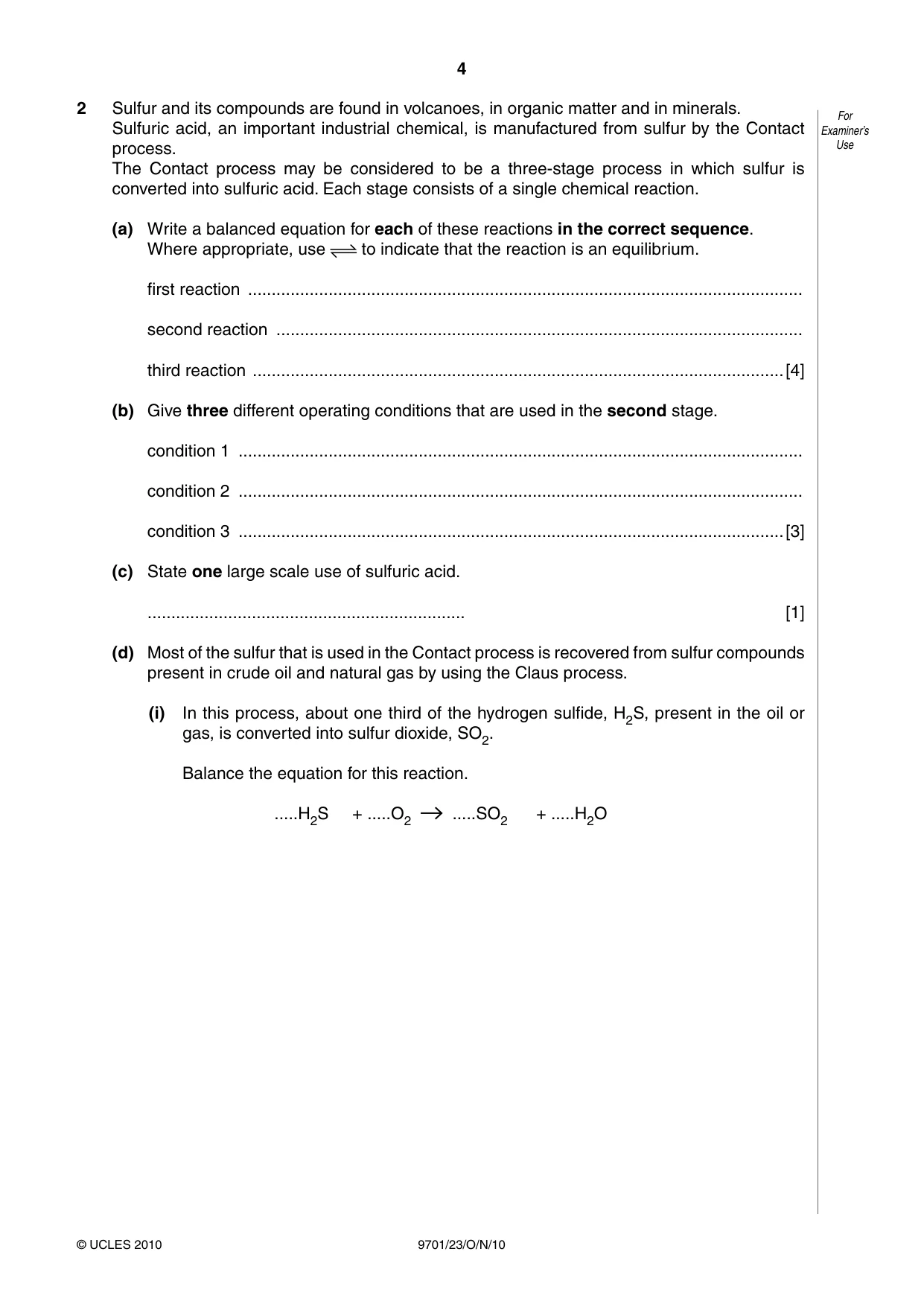Cambridge A Level Chemistry 9701 2010 Oct/Nov Paper 2 · Variant 3 question paper, page 4 of 12