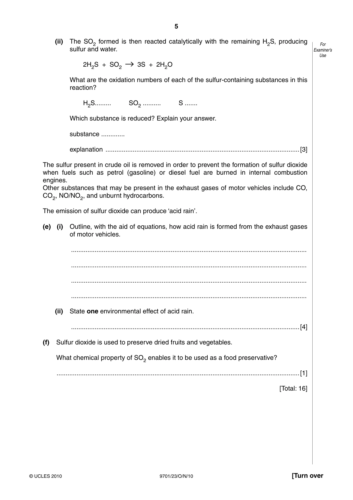 Cambridge A Level Chemistry 9701 2010 Oct/Nov Paper 2 · Variant 3 question paper, page 5 of 12