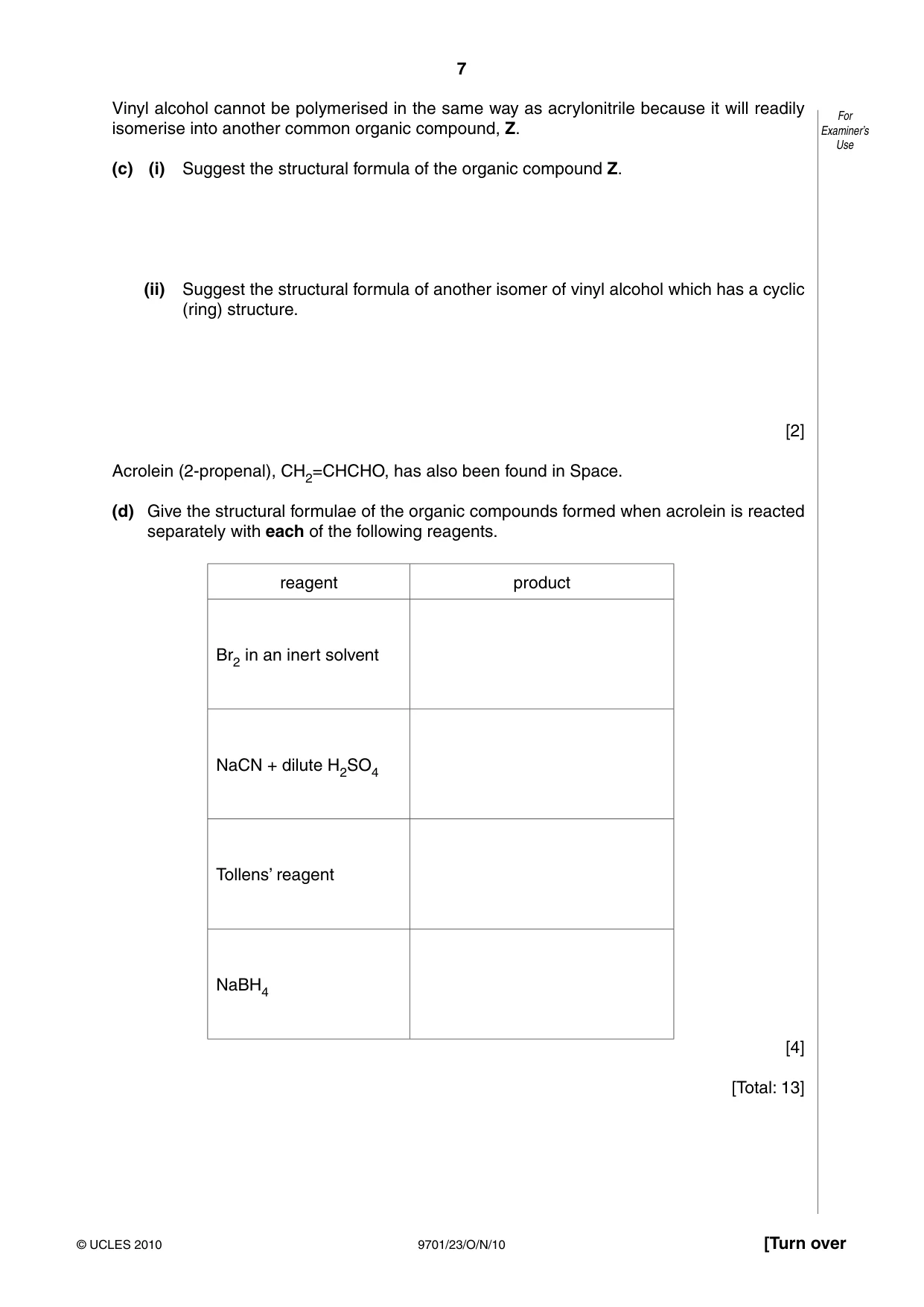 Cambridge A Level Chemistry 9701 2010 Oct/Nov Paper 2 · Variant 3 question paper, page 7 of 12