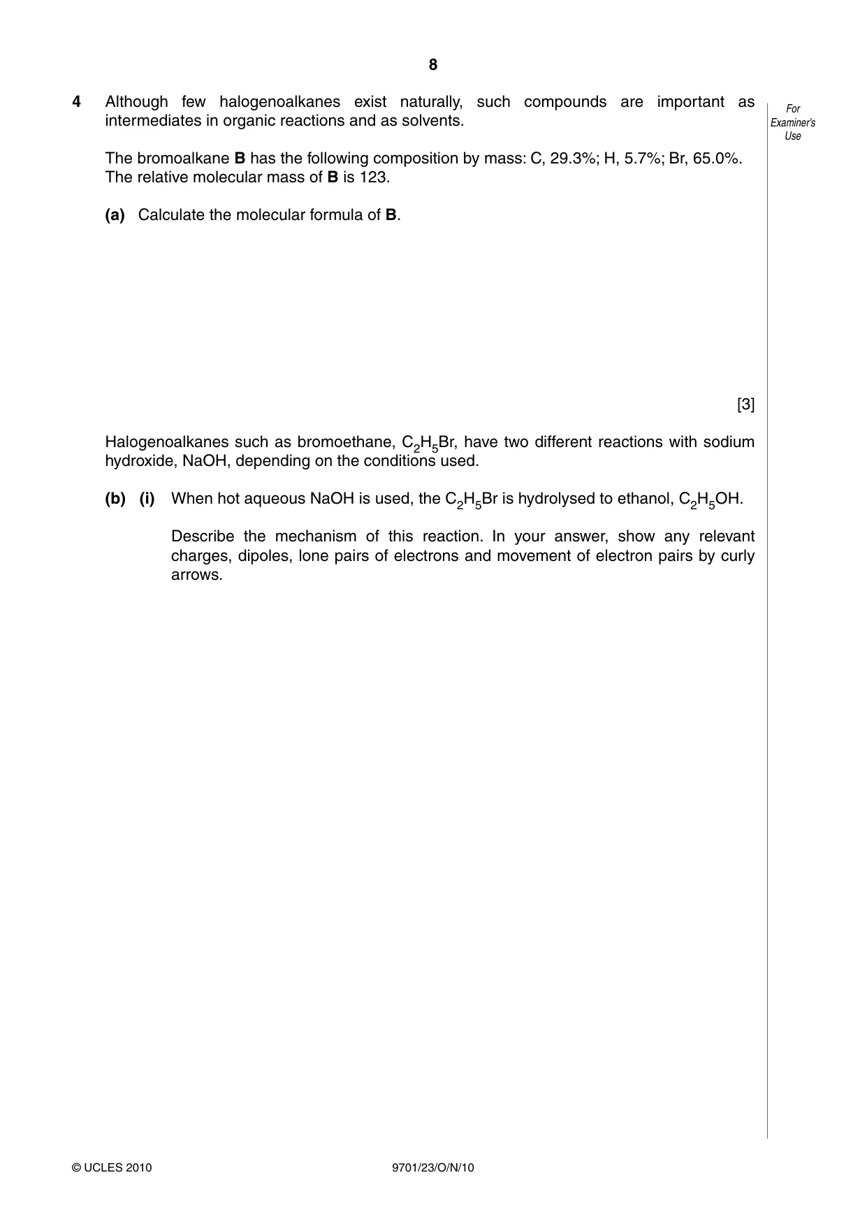 Cambridge A Level Chemistry 9701 2010 Oct/Nov Paper 2 · Variant 3 question paper, page 8 of 12