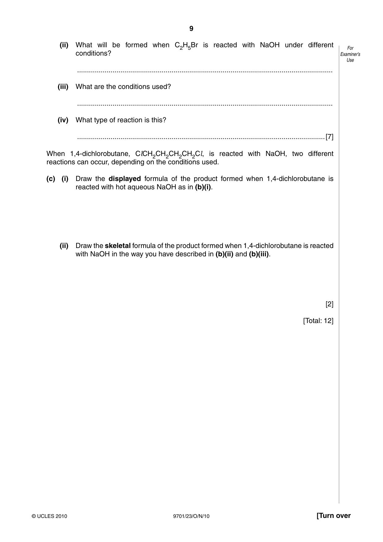 Cambridge A Level Chemistry 9701 2010 Oct/Nov Paper 2 · Variant 3 question paper, page 9 of 12