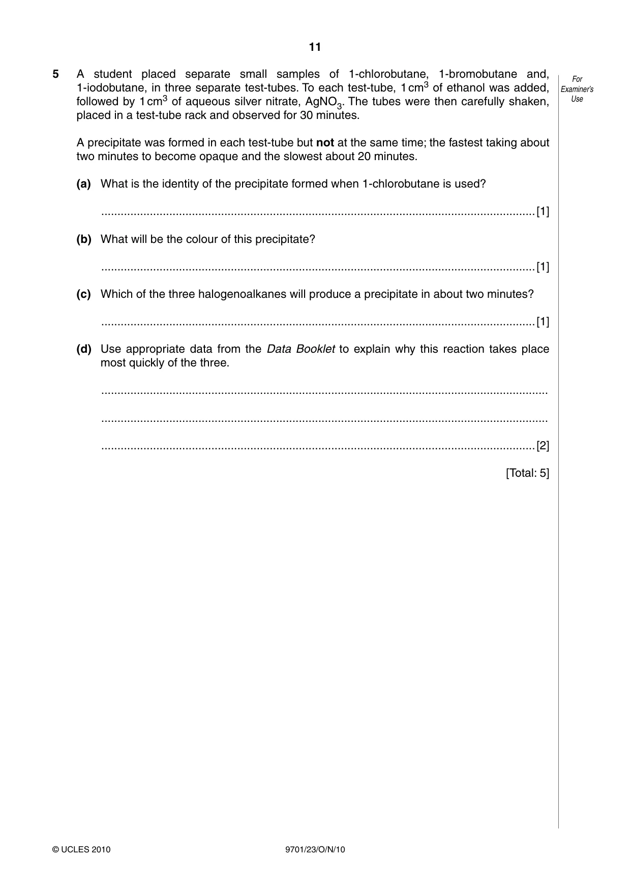 Cambridge A Level Chemistry 9701 2010 Oct/Nov Paper 2 · Variant 3 question paper, page 11 of 12