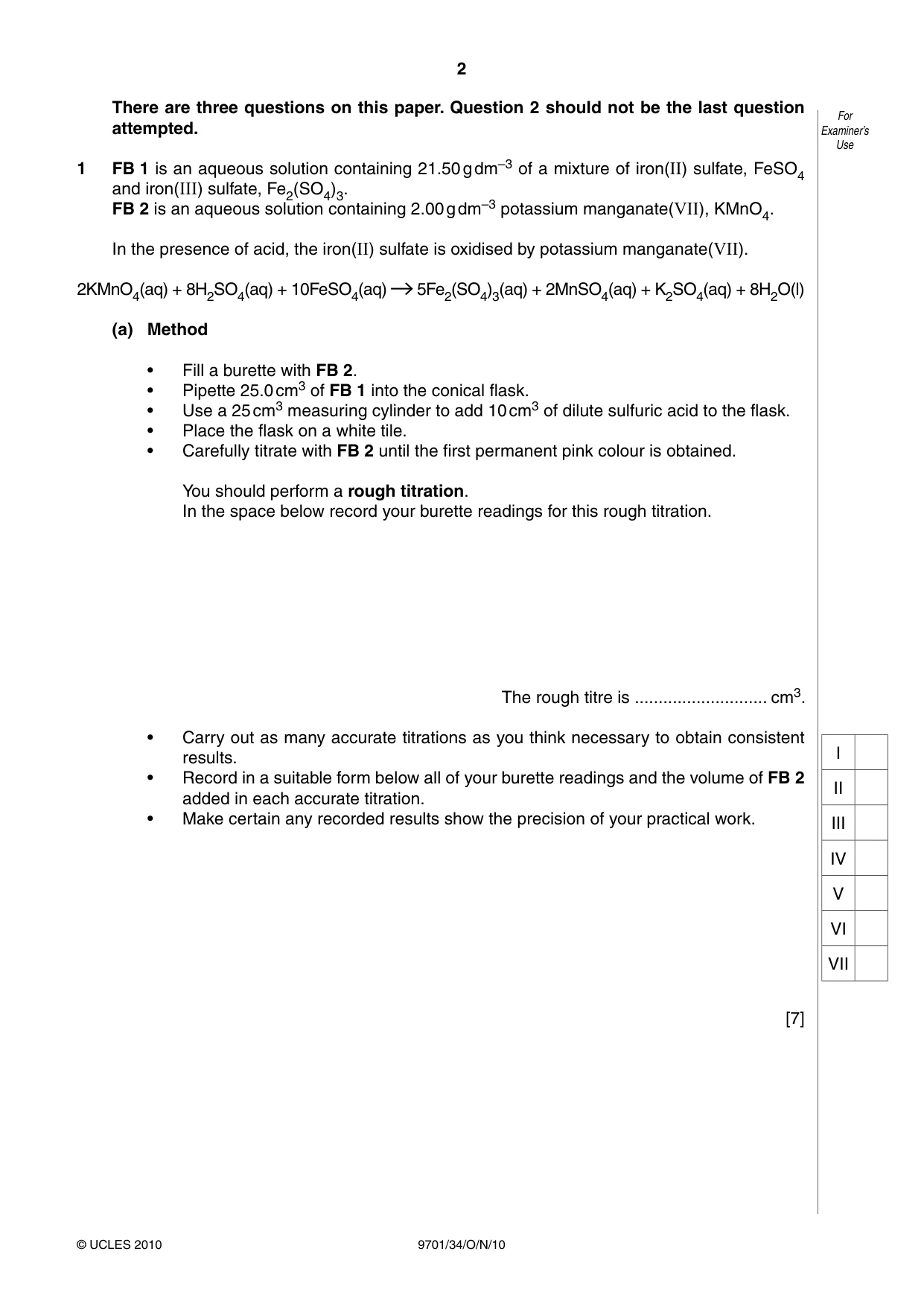 Cambridge A Level Chemistry 9701 2010 Oct/Nov Paper 3 · Variant 4 question paper, page 2 of 16