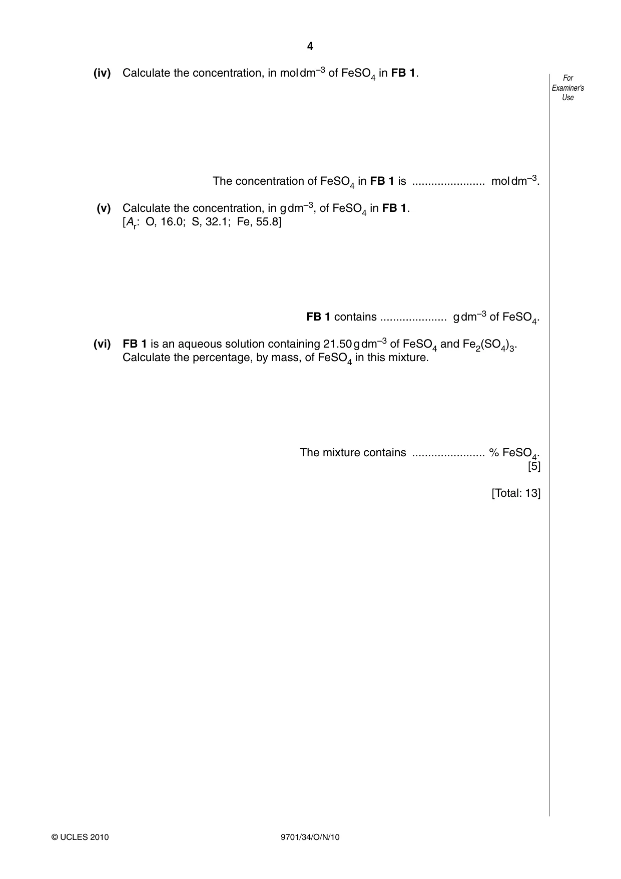 Cambridge A Level Chemistry 9701 2010 Oct/Nov Paper 3 · Variant 4 question paper, page 4 of 16
