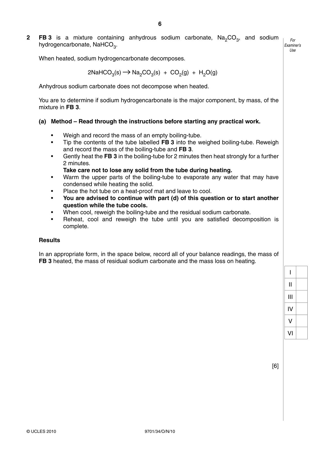 Cambridge A Level Chemistry 9701 2010 Oct/Nov Paper 3 · Variant 4 question paper, page 6 of 16