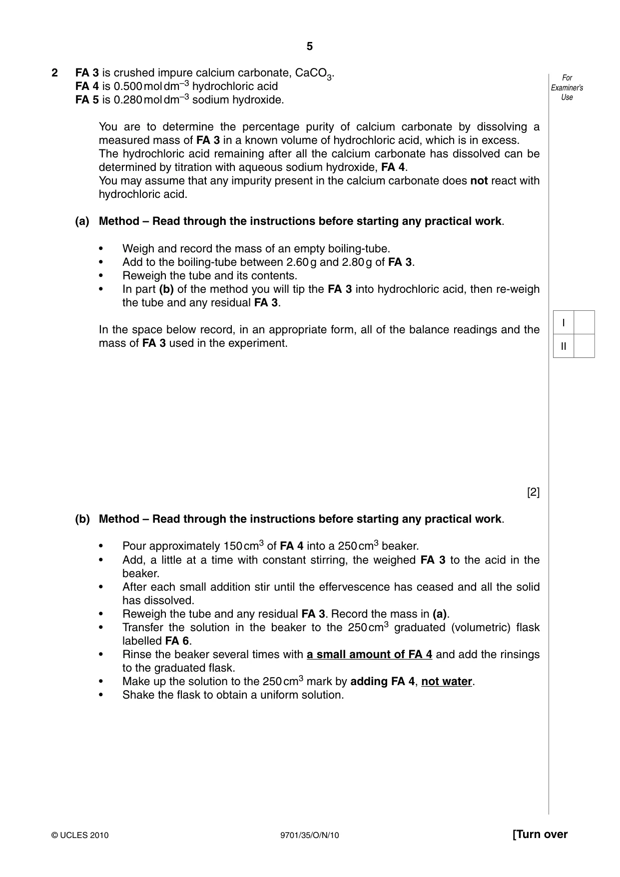 Cambridge A Level Chemistry 9701 2010 Oct/Nov Paper 3 · Variant 5 question paper, page 5 of 16