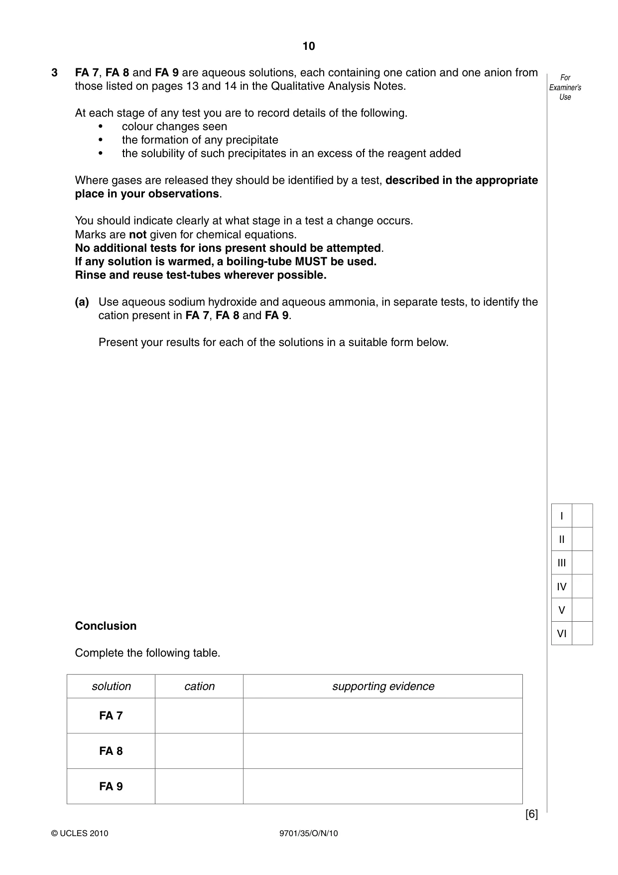 Cambridge A Level Chemistry 9701 2010 Oct/Nov Paper 3 · Variant 5 question paper, page 10 of 16