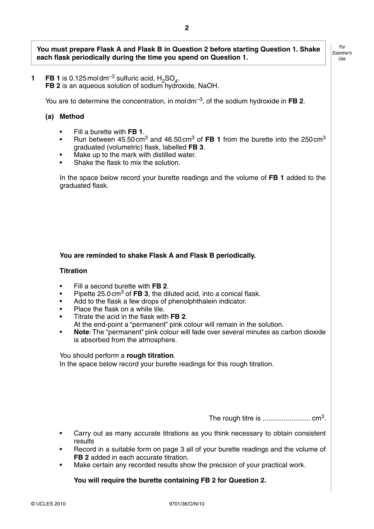 Cambridge A Level Chemistry 9701 2010 Oct/Nov Paper 3 · Variant 6 question paper, page 2 of 12