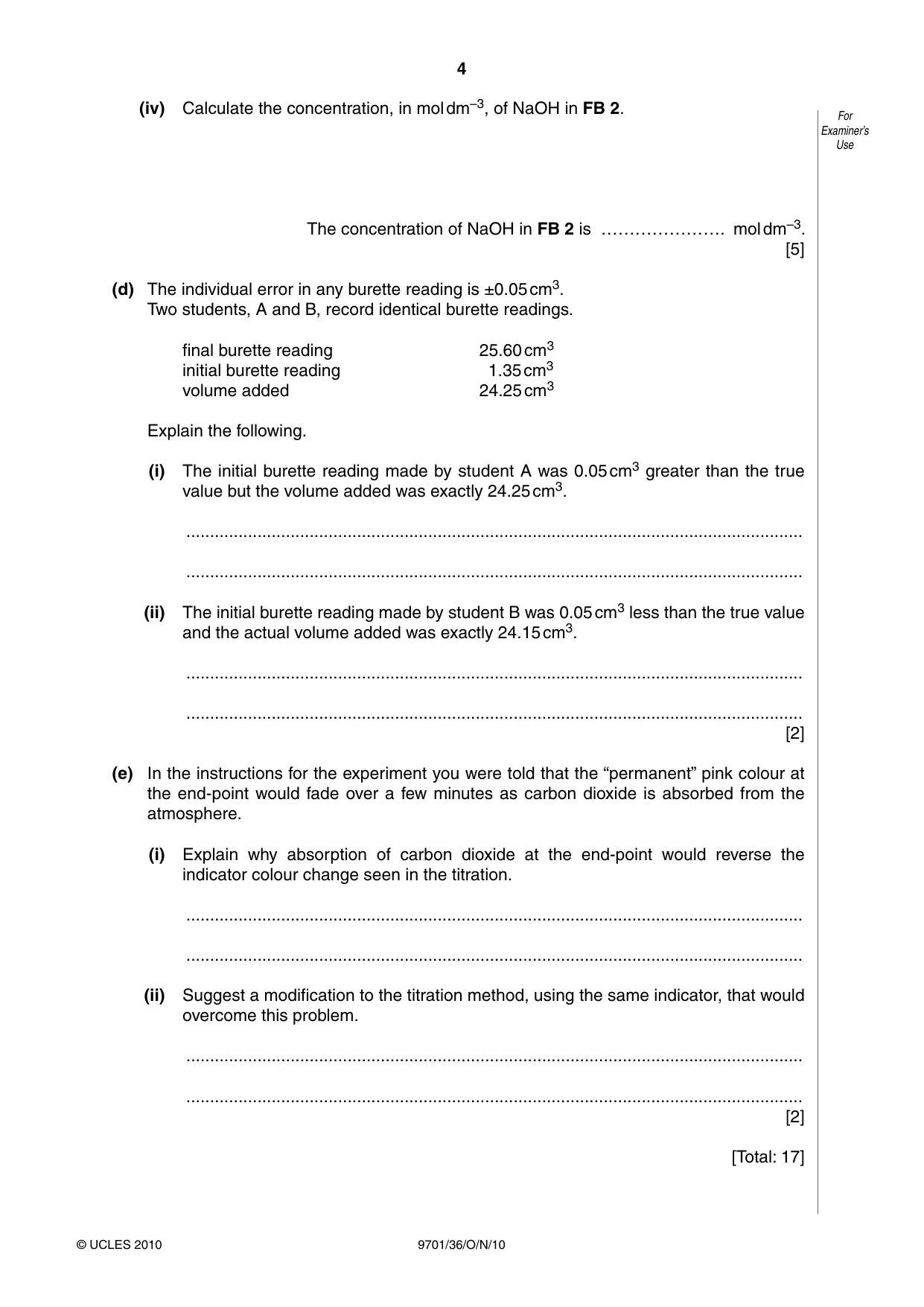 Cambridge A Level Chemistry 9701 2010 Oct/Nov Paper 3 · Variant 6 question paper, page 4 of 12