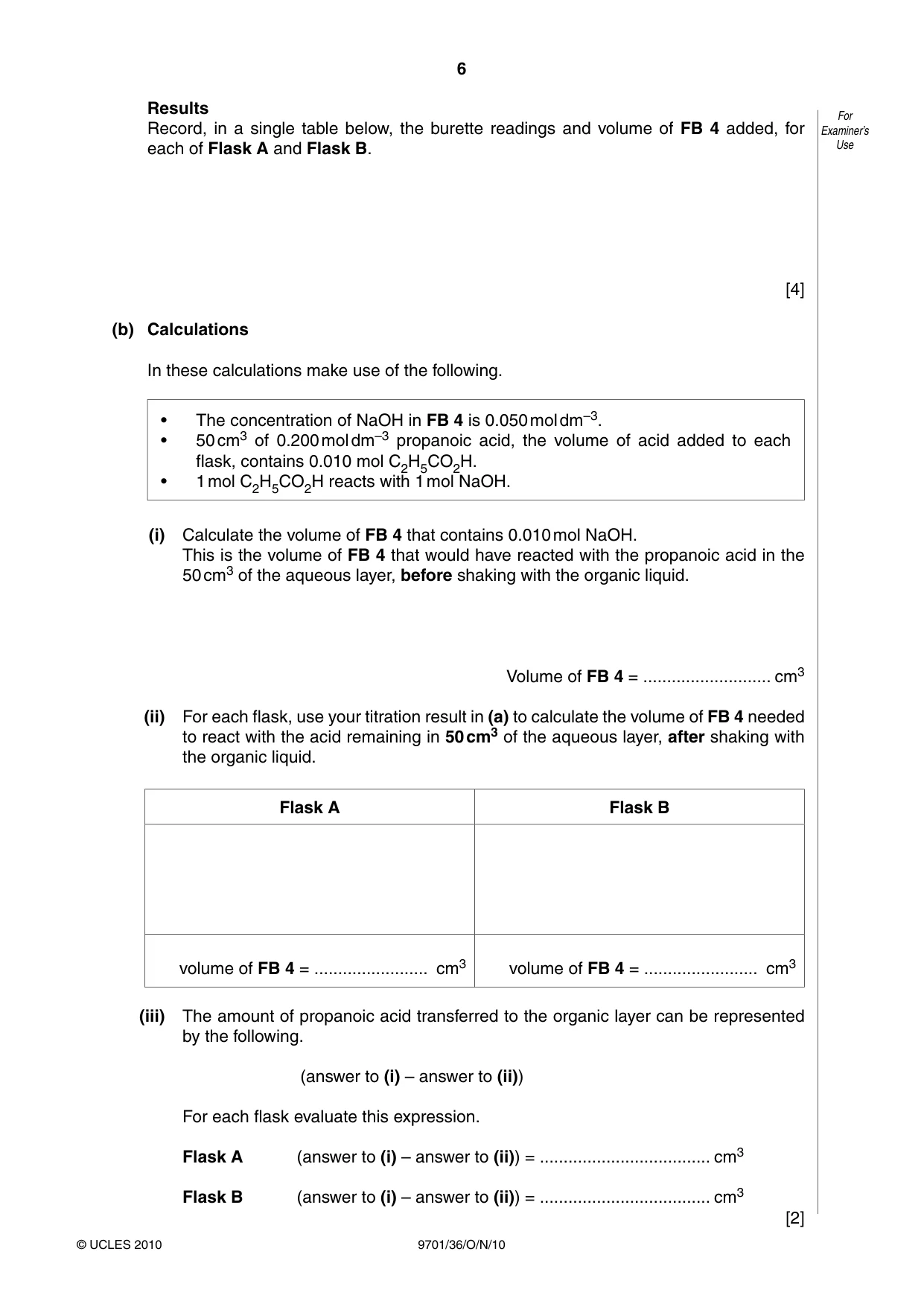 Cambridge A Level Chemistry 9701 2010 Oct/Nov Paper 3 · Variant 6 question paper, page 6 of 12