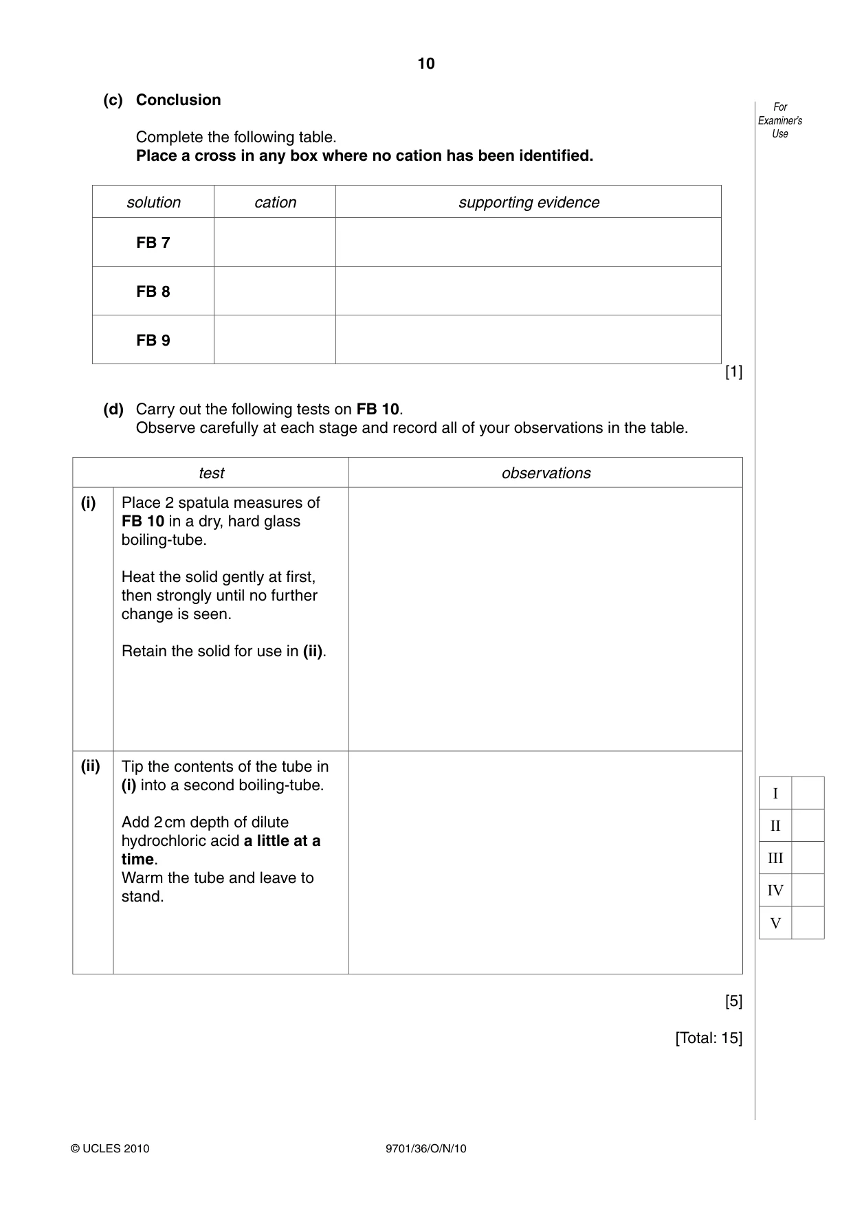 Cambridge A Level Chemistry 9701 2010 Oct/Nov Paper 3 · Variant 6 question paper, page 10 of 12