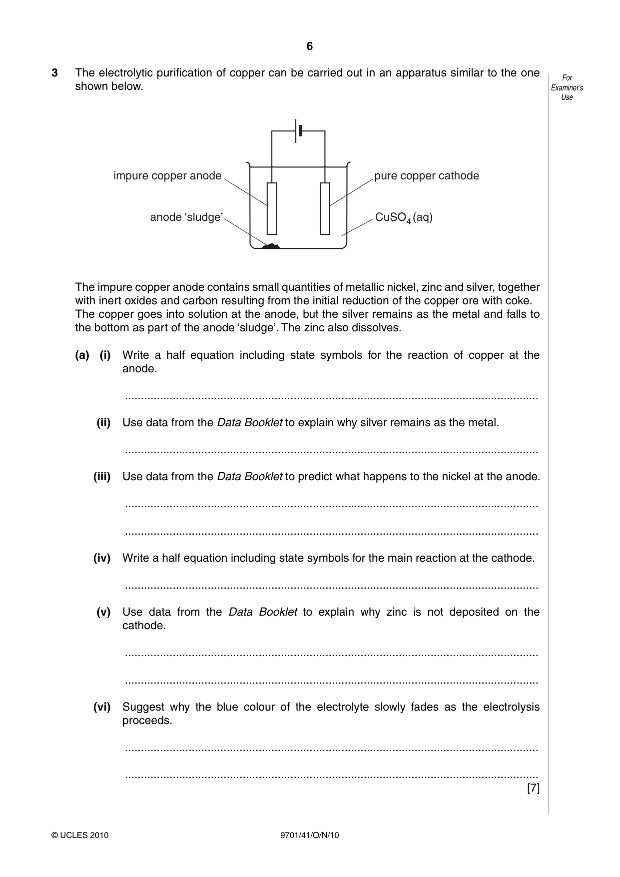Cambridge A Level Chemistry 9701 2010 Oct/Nov Paper 4 · Variant 1 question paper, page 6 of 20