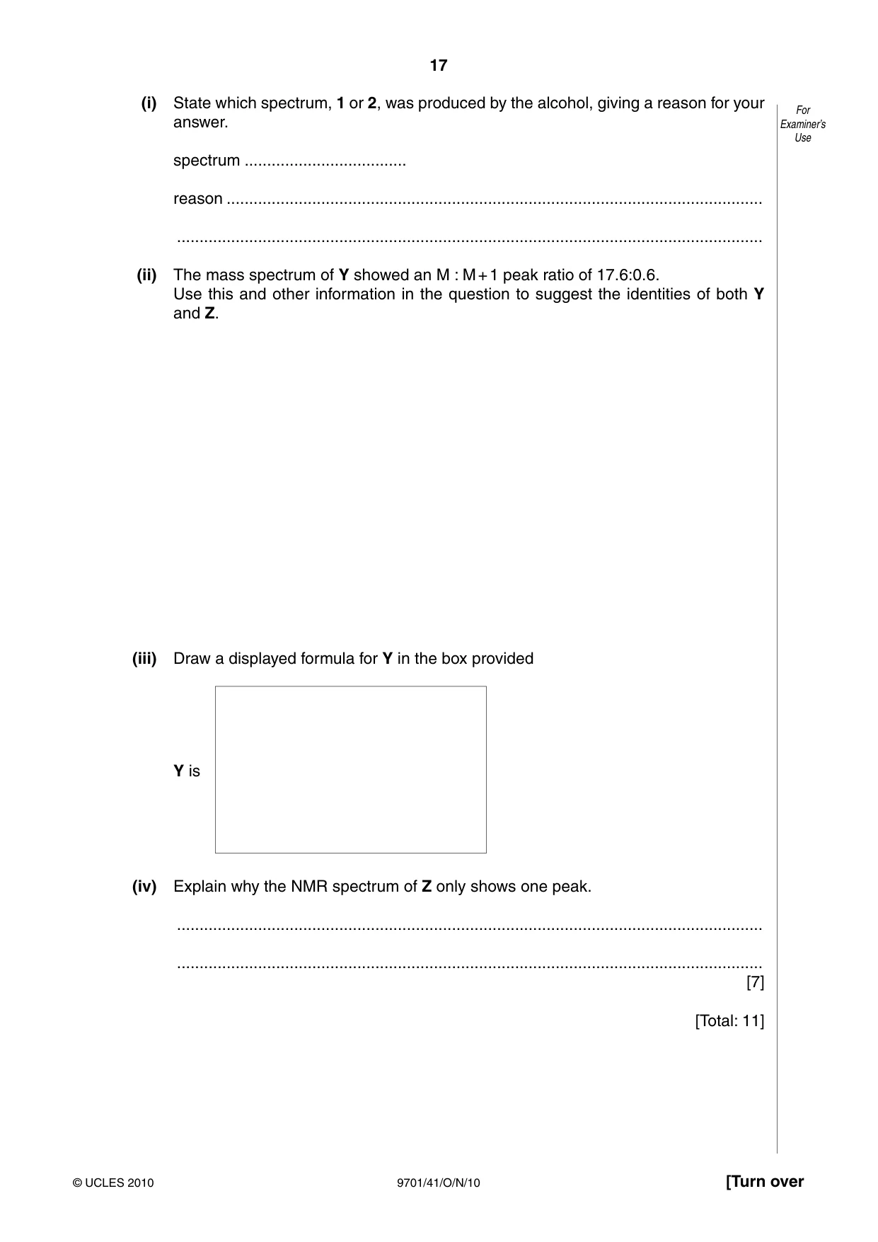 Cambridge A Level Chemistry 9701 2010 Oct/Nov Paper 4 · Variant 1 question paper, page 17 of 20