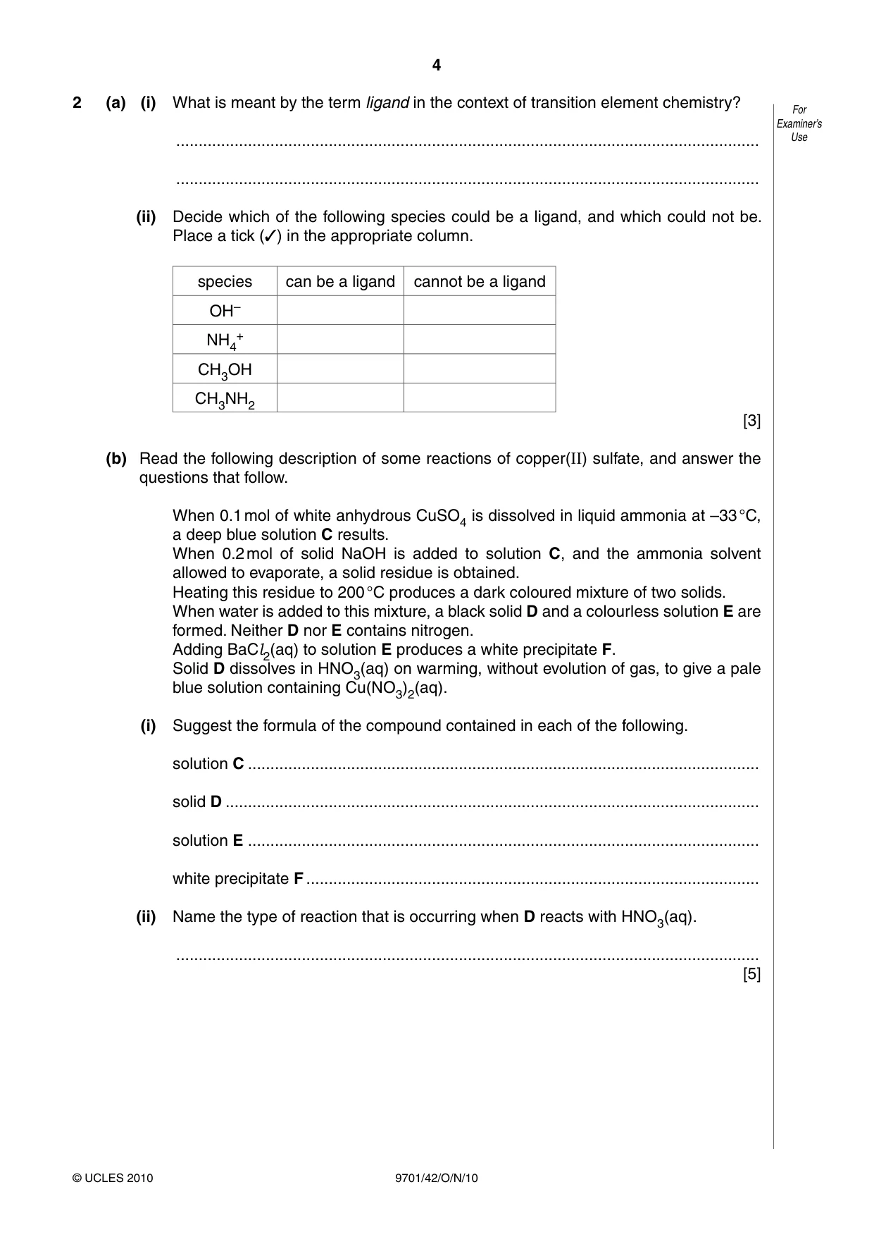 Cambridge A Level Chemistry 9701 2010 Oct/Nov Paper 4 · Variant 2 question paper, page 4 of 20