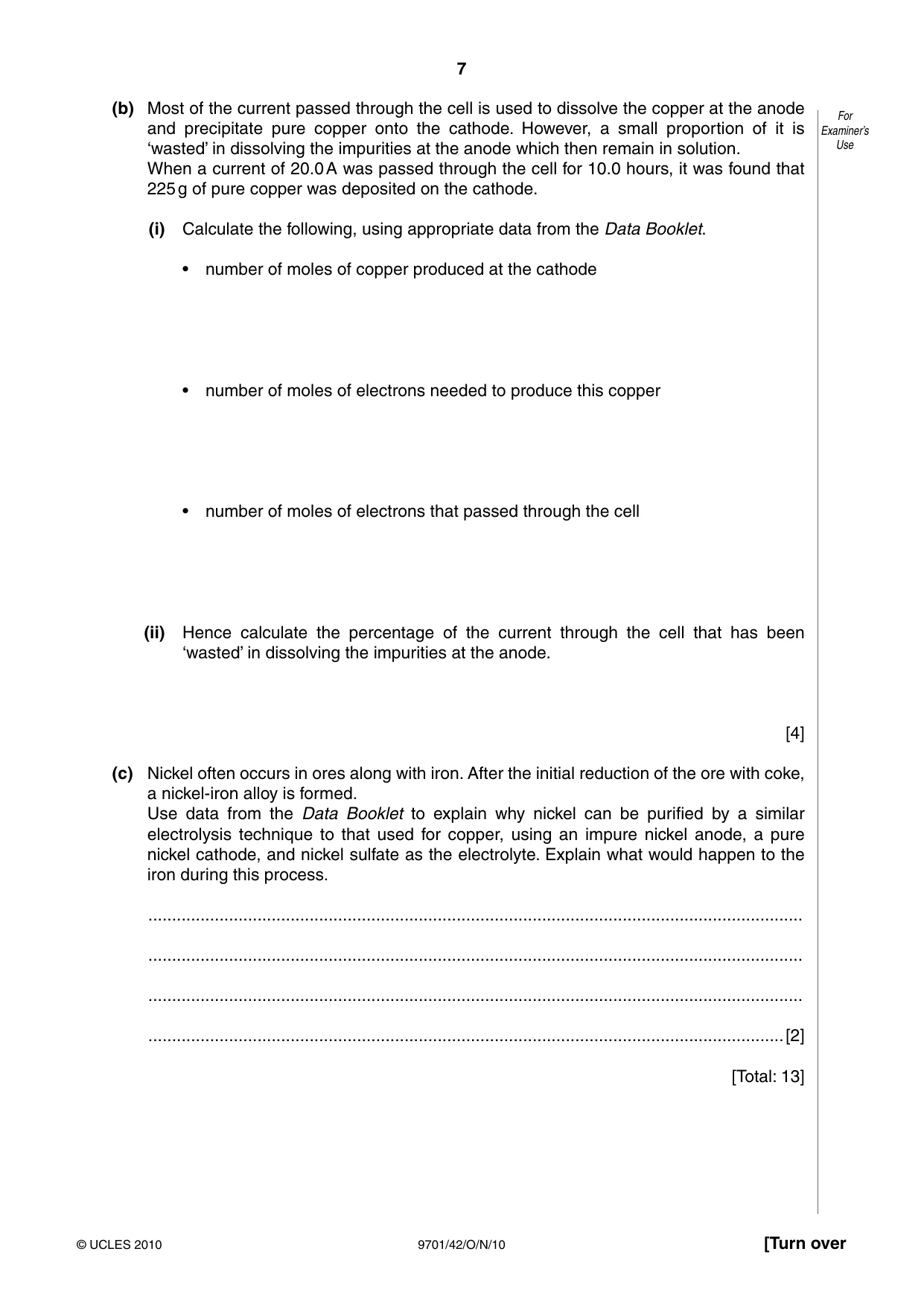 Cambridge A Level Chemistry 9701 2010 Oct/Nov Paper 4 · Variant 2 question paper, page 7 of 20