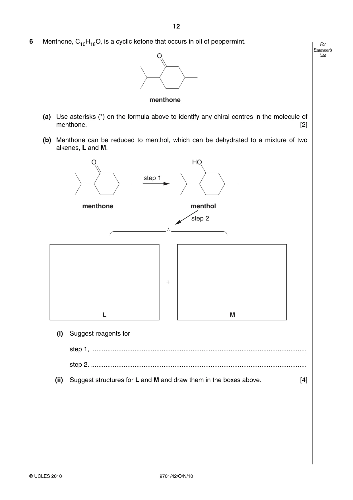 Cambridge A Level Chemistry 9701 2010 Oct/Nov Paper 4 · Variant 2 question paper, page 12 of 20