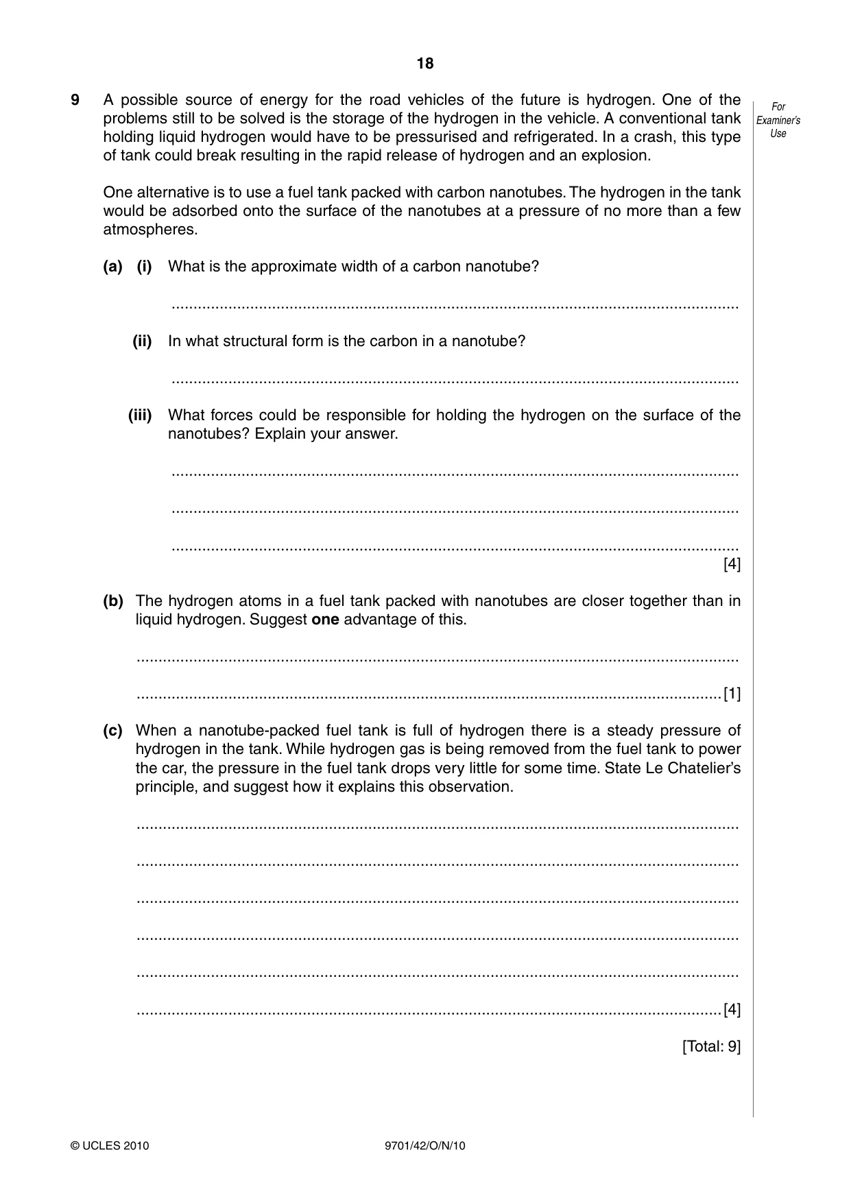 Cambridge A Level Chemistry 9701 2010 Oct/Nov Paper 4 · Variant 2 question paper, page 18 of 20