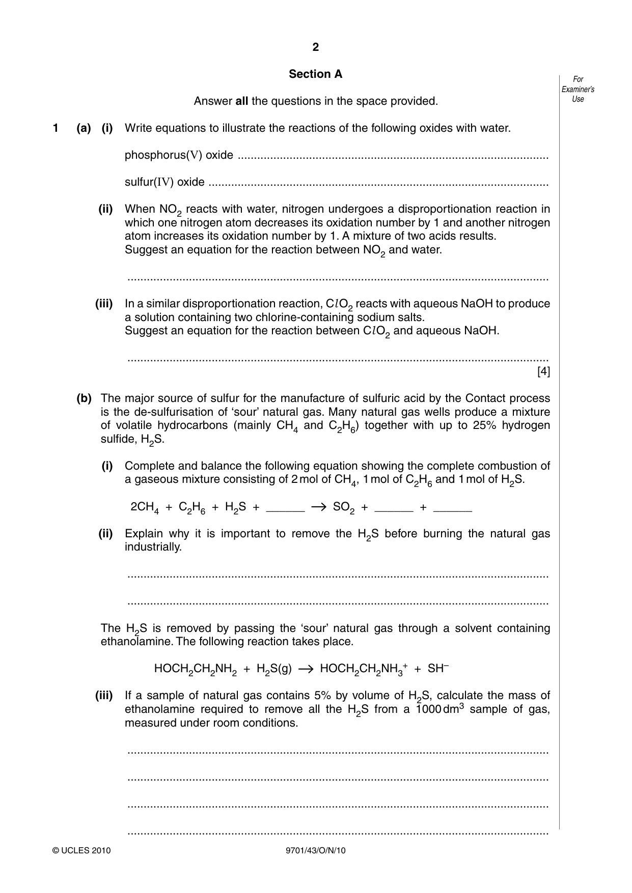 Cambridge A Level Chemistry 9701 2010 Oct/Nov Paper 4 · Variant 3 question paper, page 2 of 20