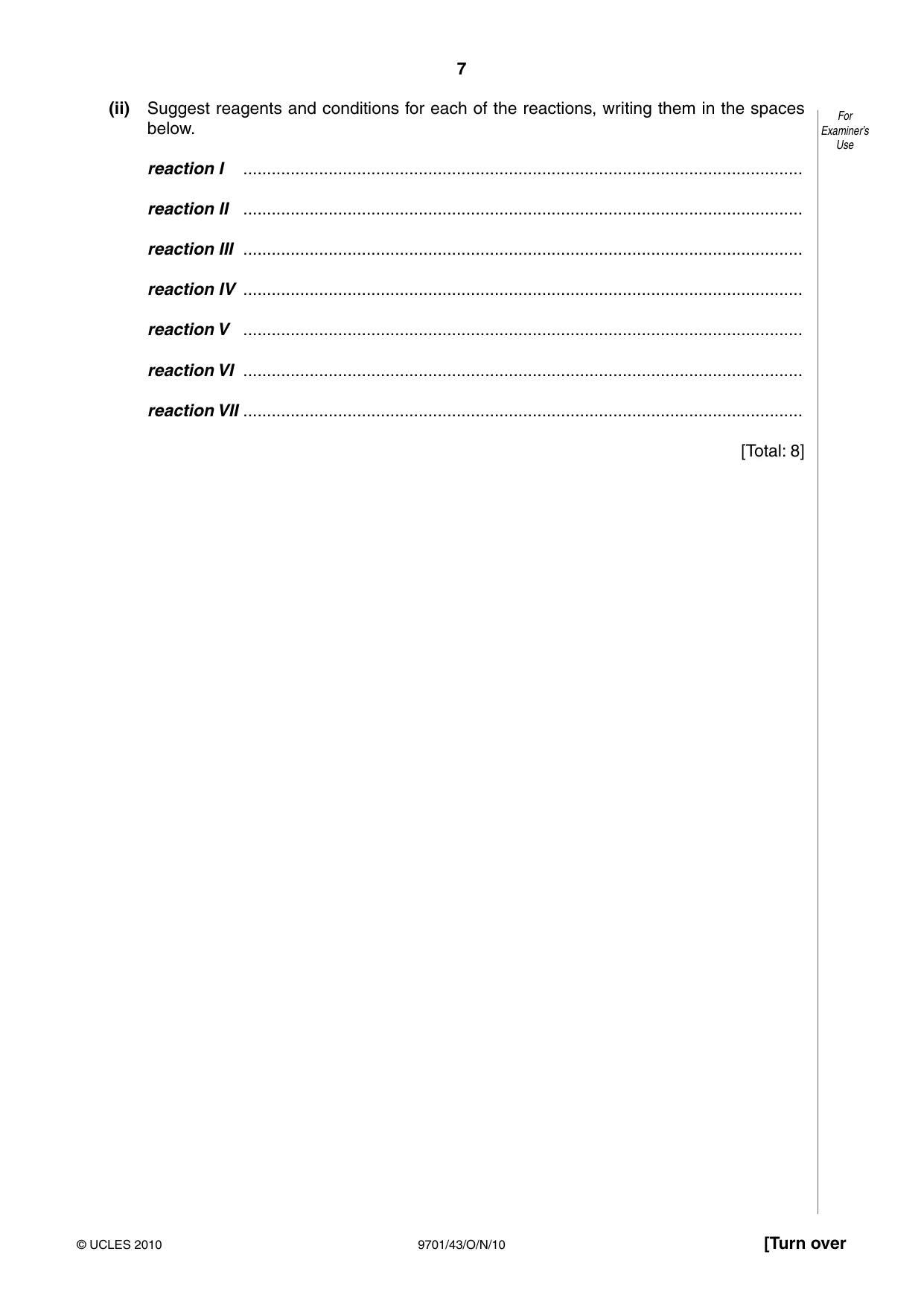 Cambridge A Level Chemistry 9701 2010 Oct/Nov Paper 4 · Variant 3 question paper, page 7 of 20