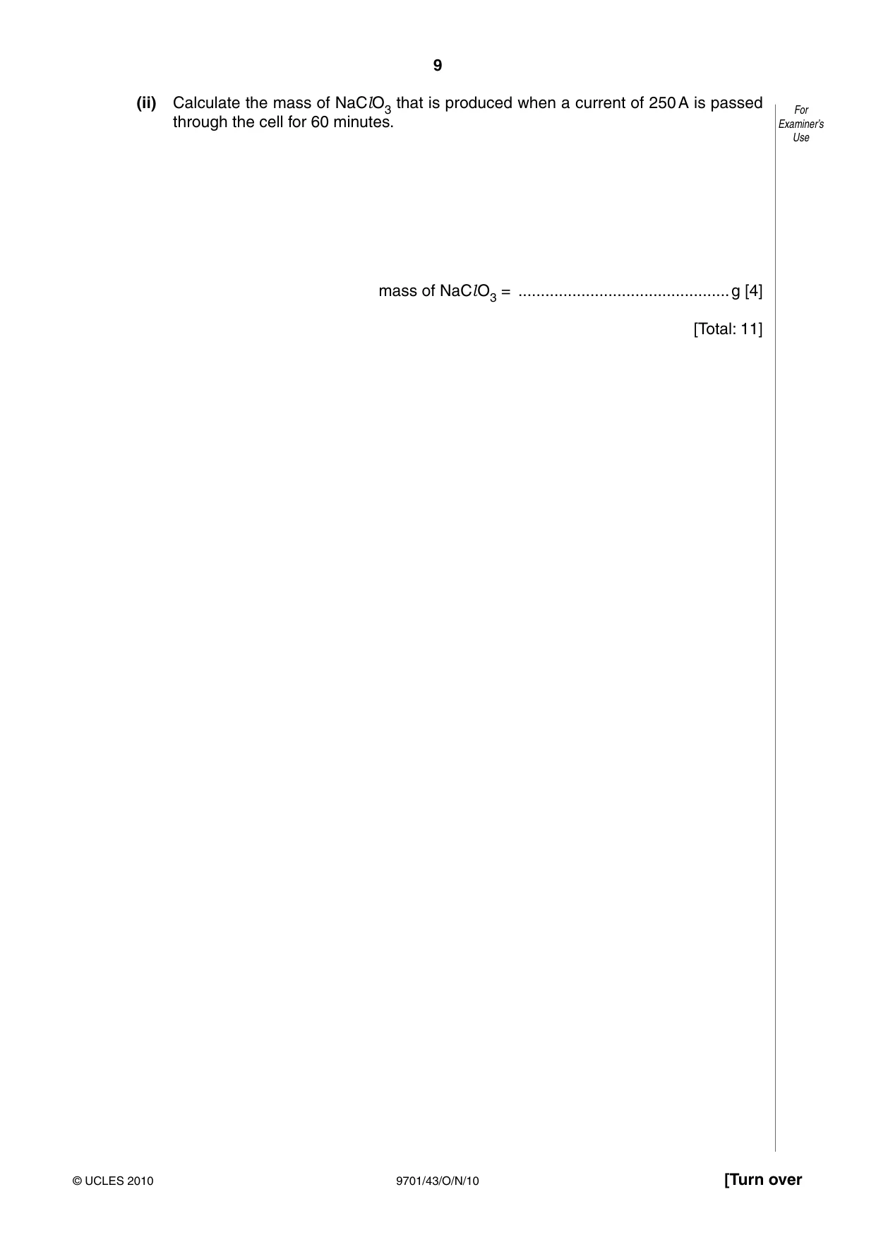 Cambridge A Level Chemistry 9701 2010 Oct/Nov Paper 4 · Variant 3 question paper, page 9 of 20