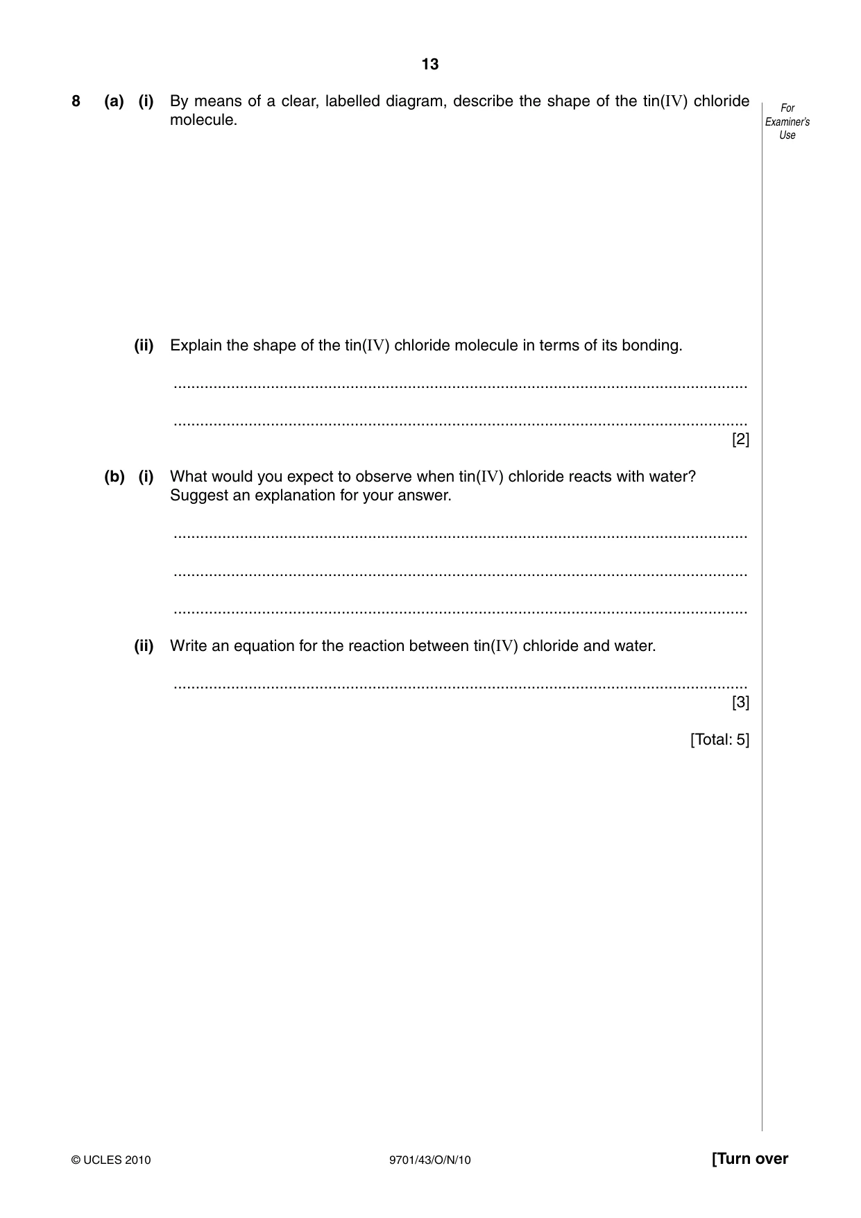 Cambridge A Level Chemistry 9701 2010 Oct/Nov Paper 4 · Variant 3 question paper, page 13 of 20