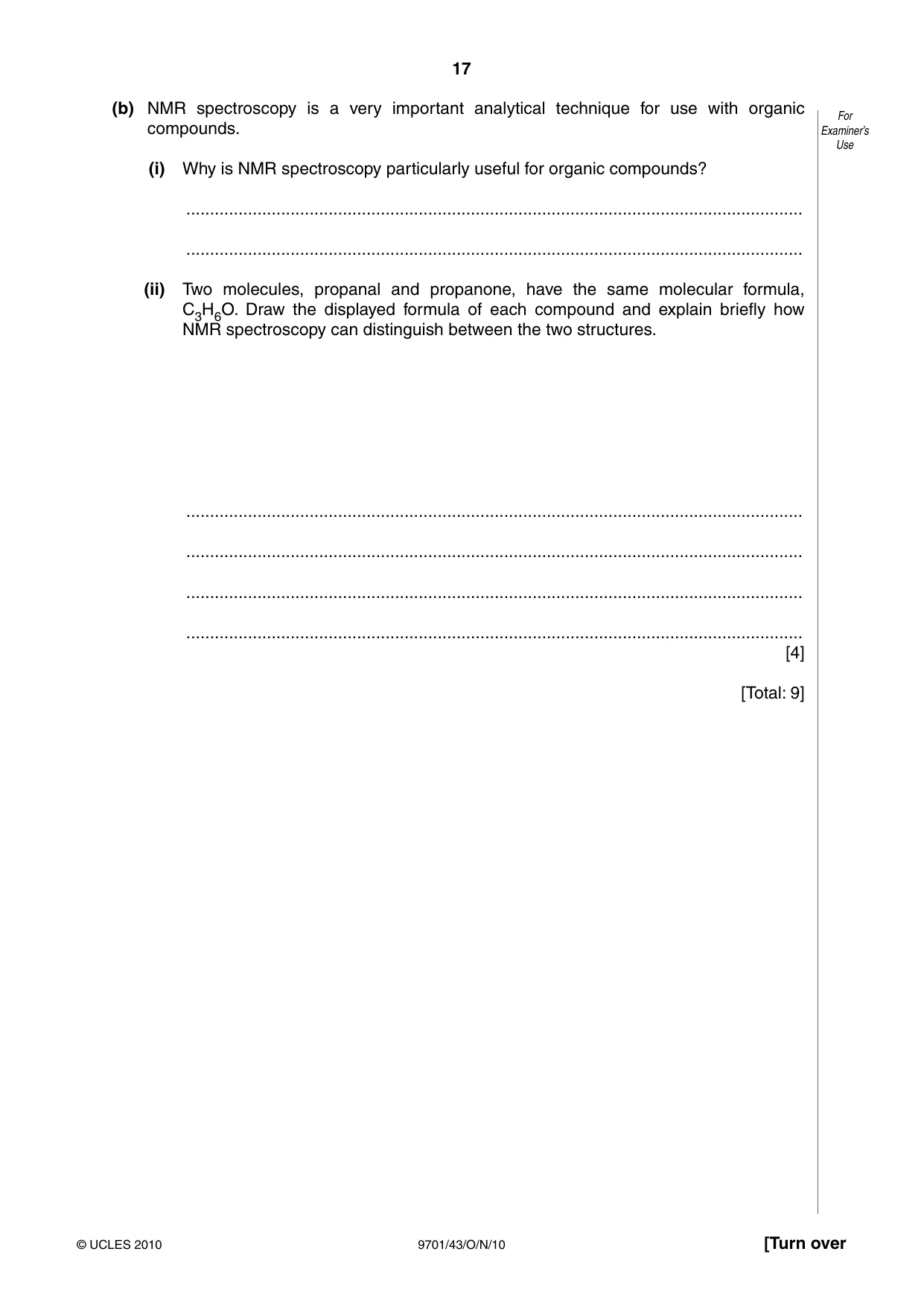 Cambridge A Level Chemistry 9701 2010 Oct/Nov Paper 4 · Variant 3 question paper, page 17 of 20