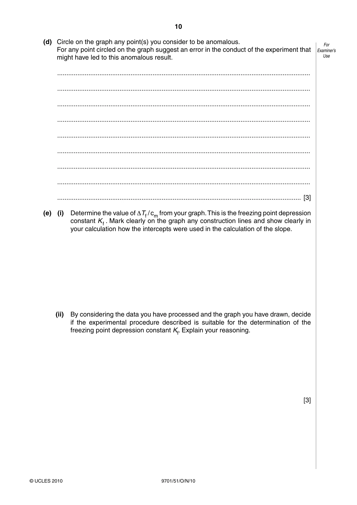 Cambridge A Level Chemistry 9701 2010 Oct/Nov Paper 5 · Variant 1 question paper, page 10 of 12