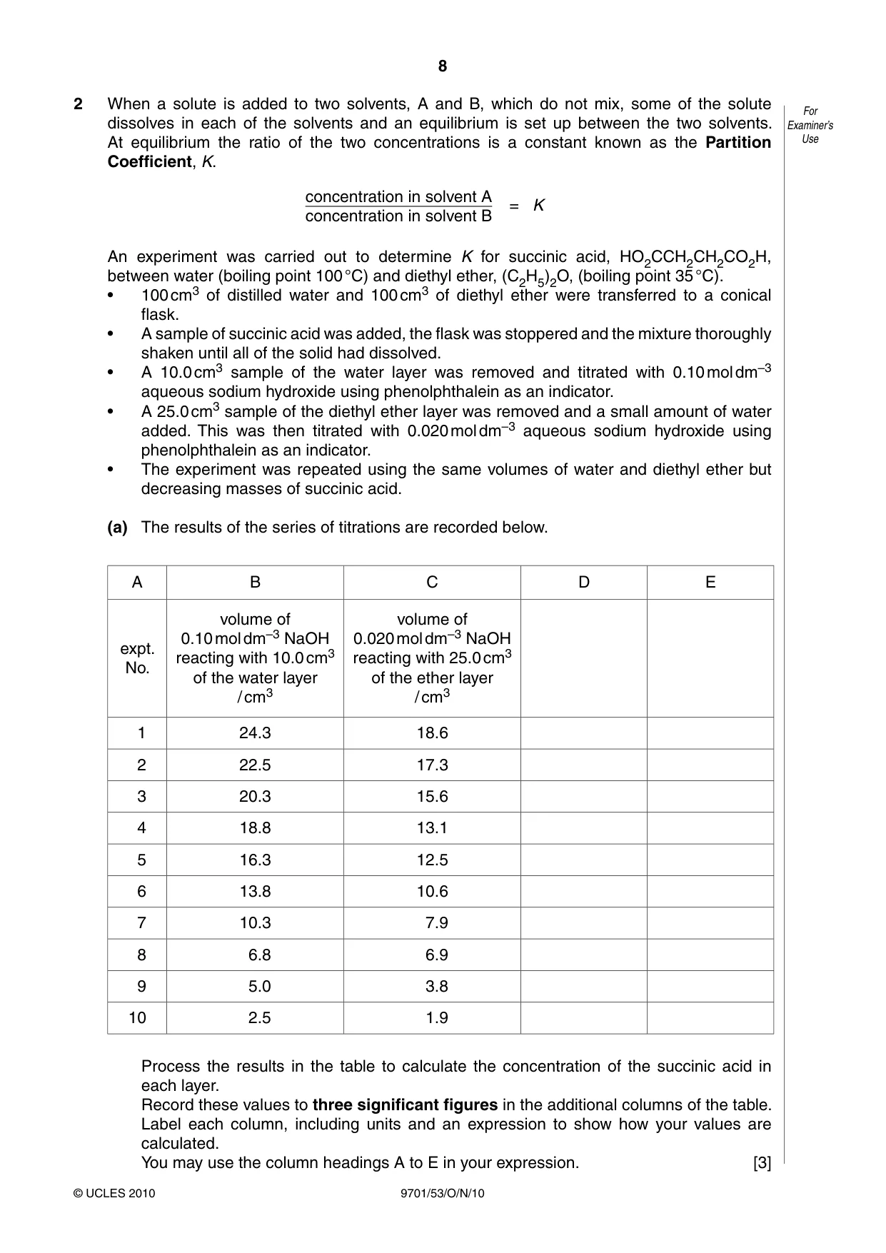 Cambridge A Level Chemistry 9701 2010 Oct/Nov Paper 5 · Variant 3 question paper, page 8 of 12