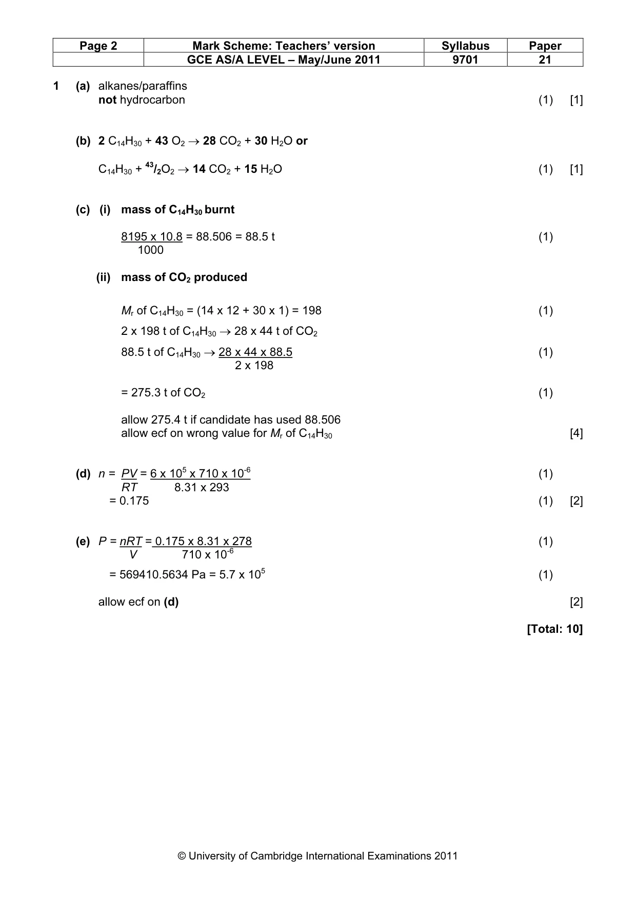 Mark scheme, page 2 of 6
