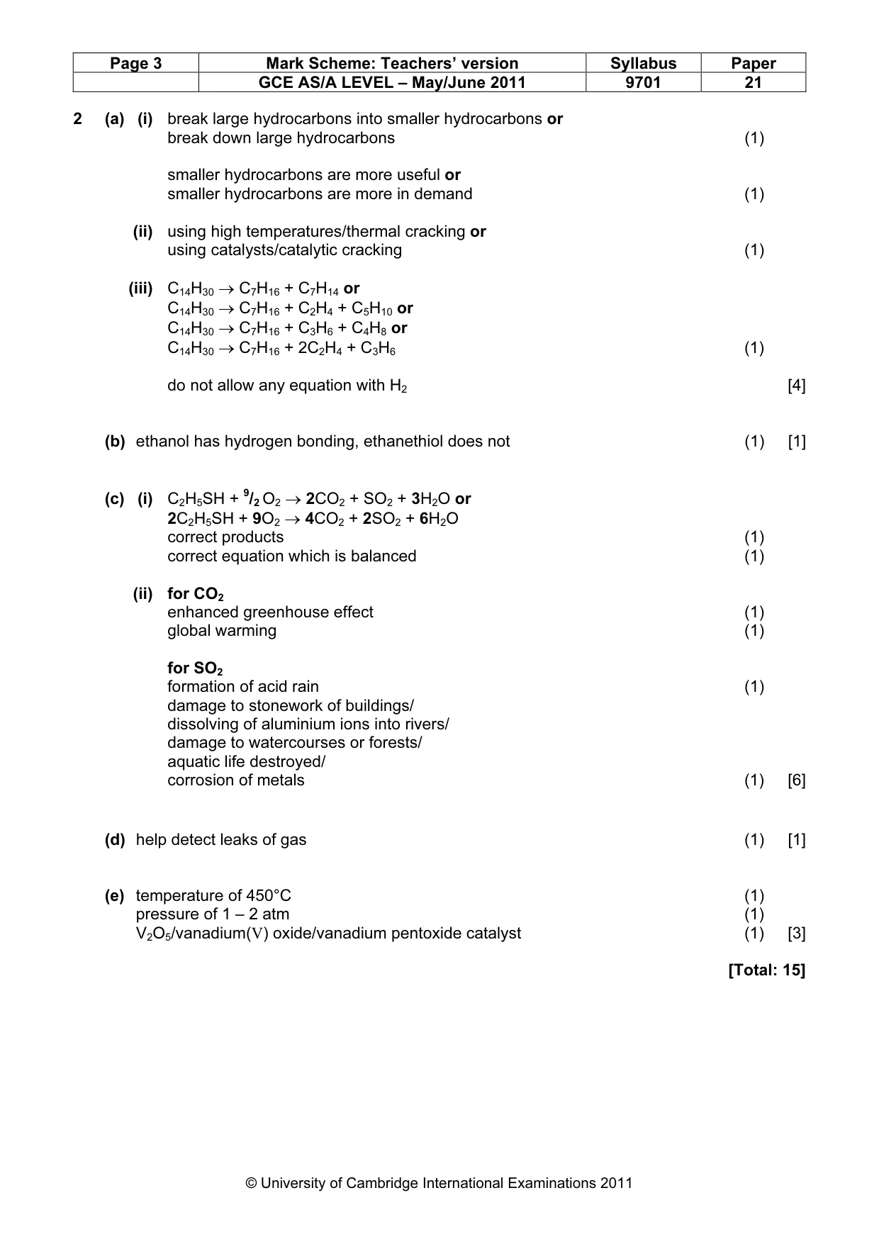 Mark scheme, page 3 of 6
