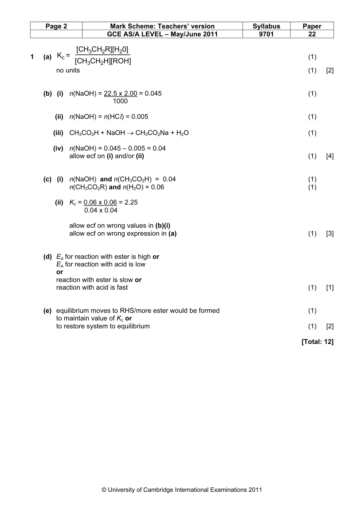 Mark scheme, page 2 of 6