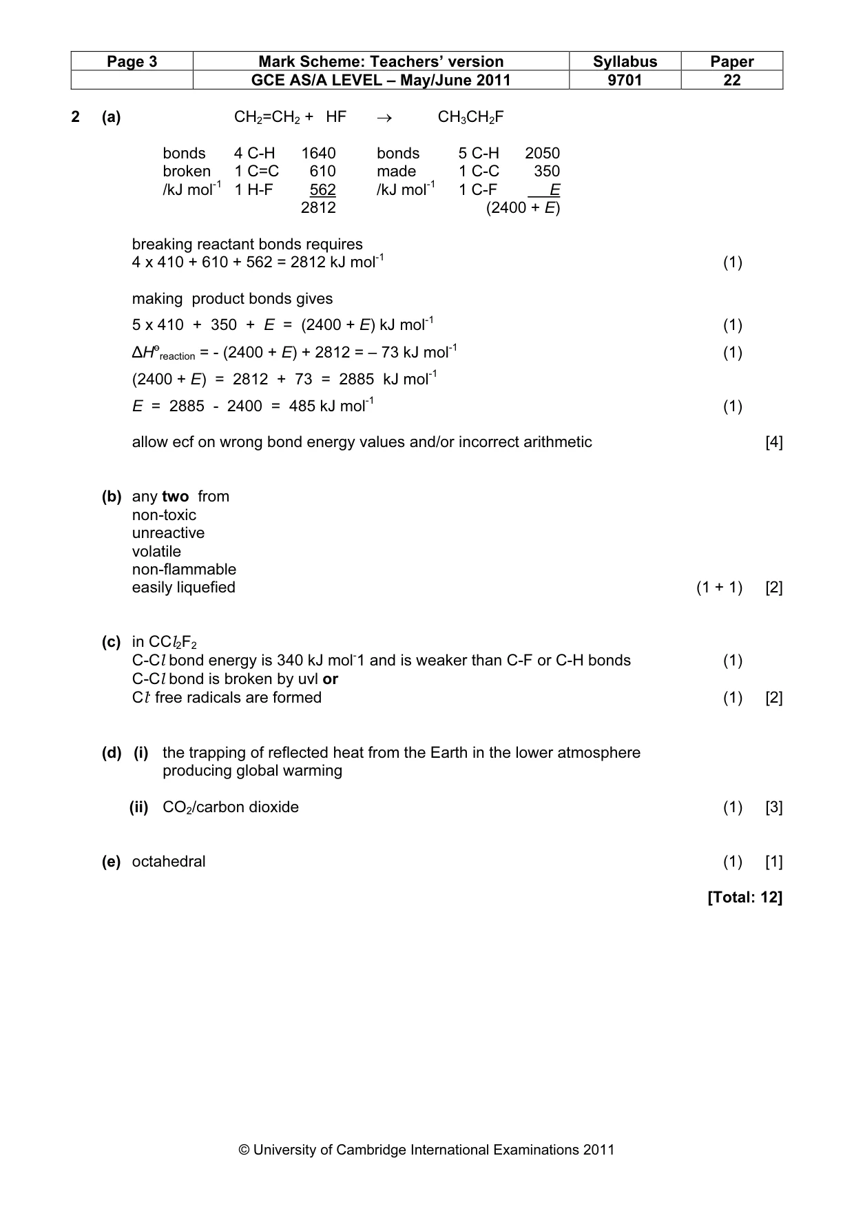 Mark scheme, page 3 of 6