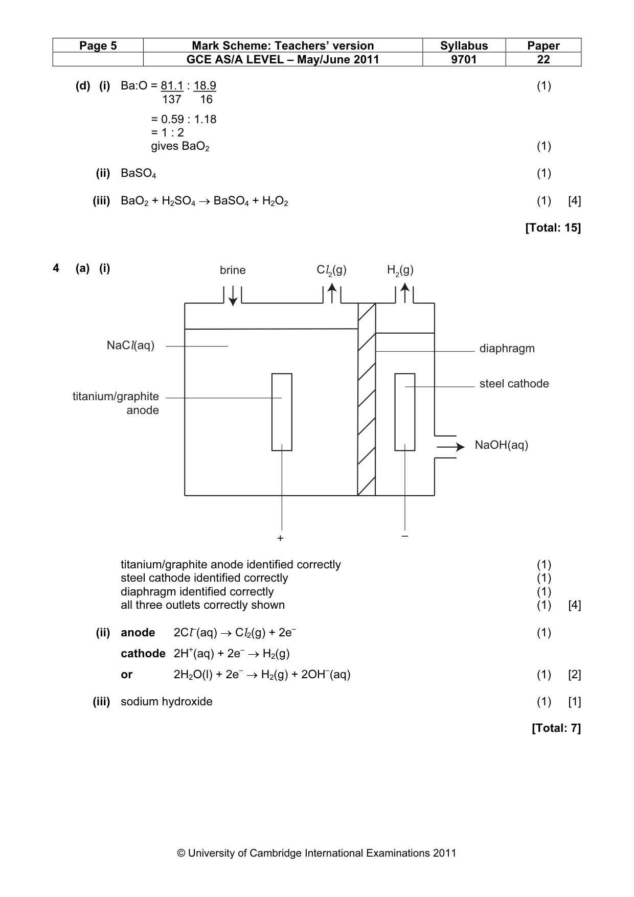 Mark scheme, page 5 of 6