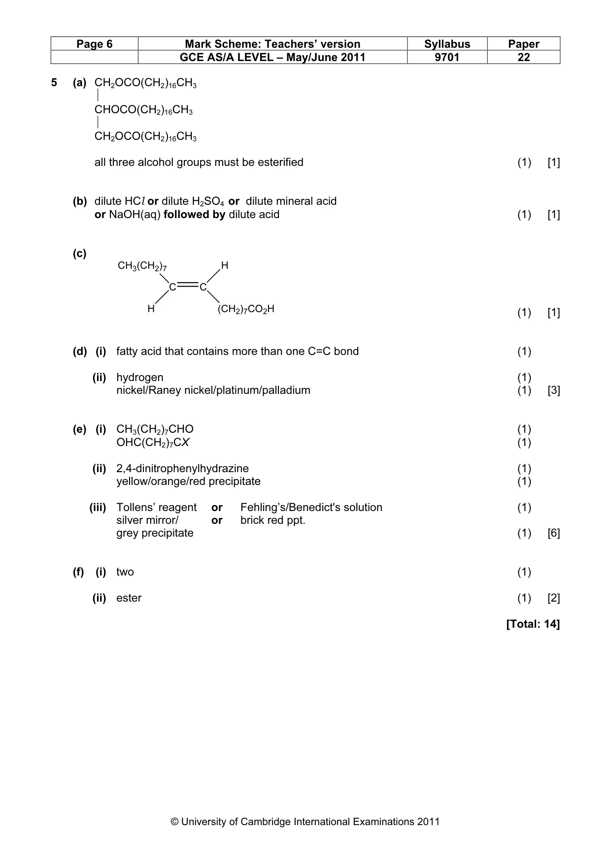 Mark scheme, page 6 of 6