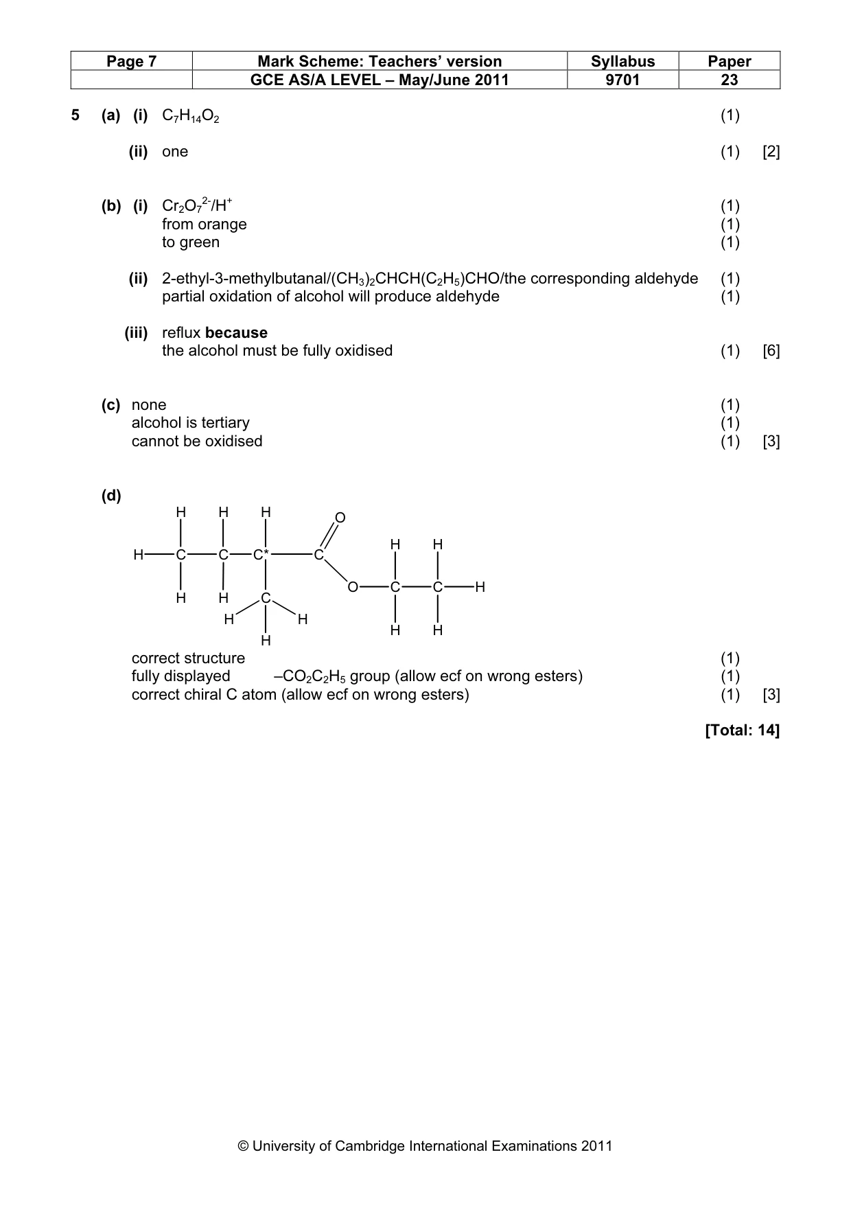 Mark scheme, page 7 of 7
