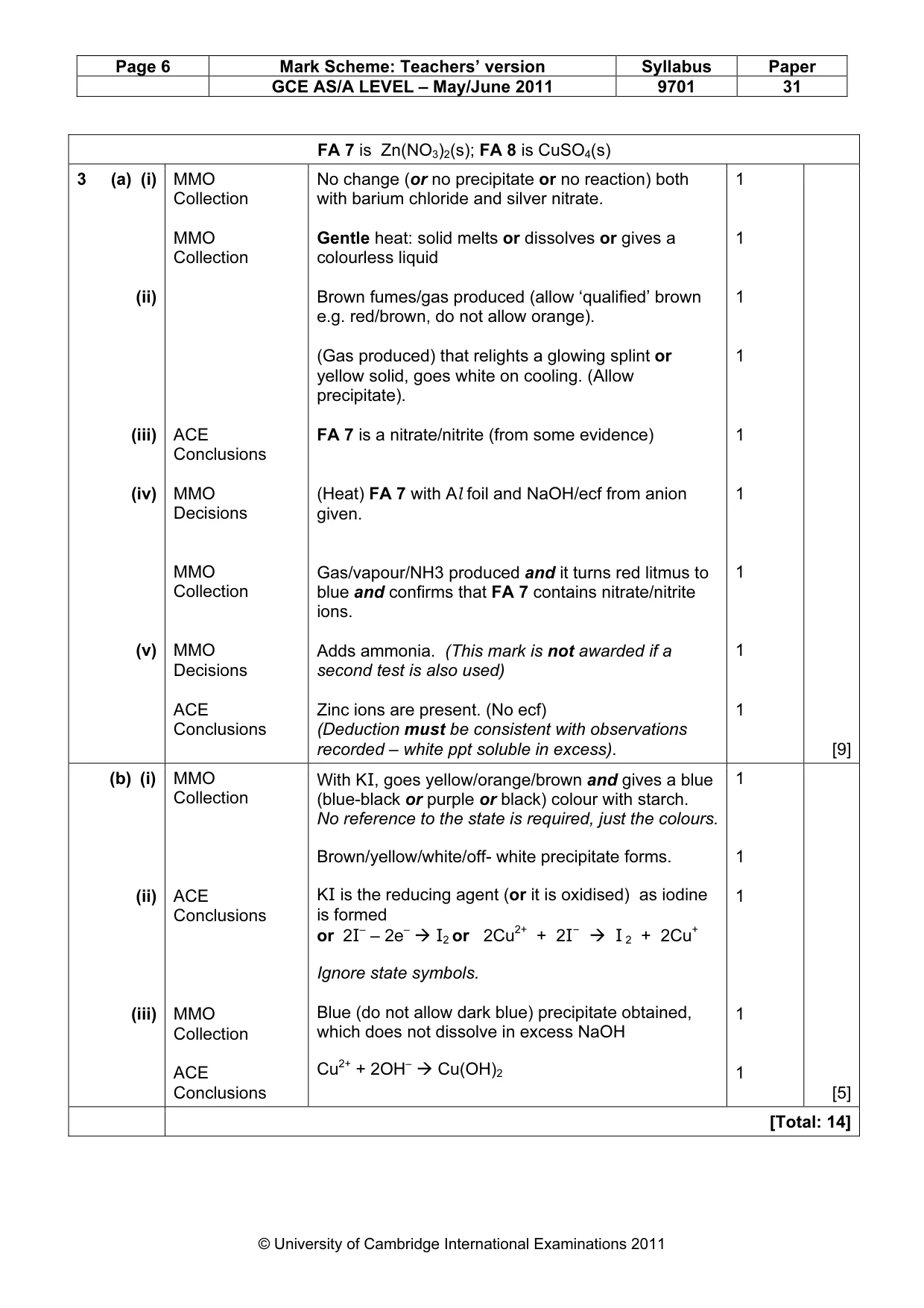Mark scheme, page 6 of 6