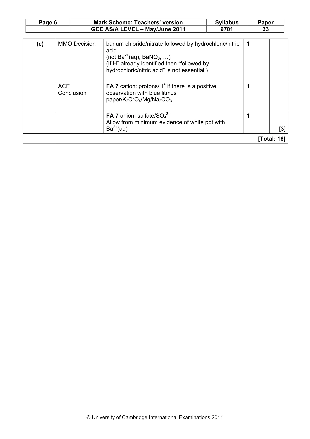 Mark scheme, page 6 of 6