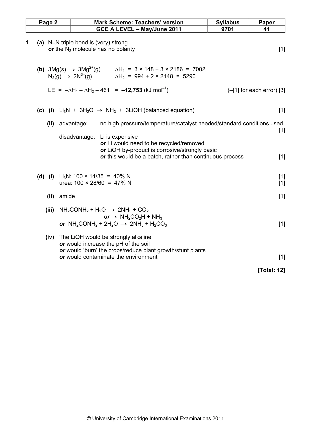 Mark scheme, page 2 of 9