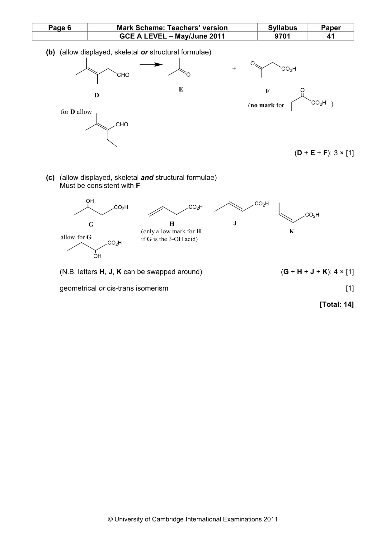 Mark scheme, page 6 of 9