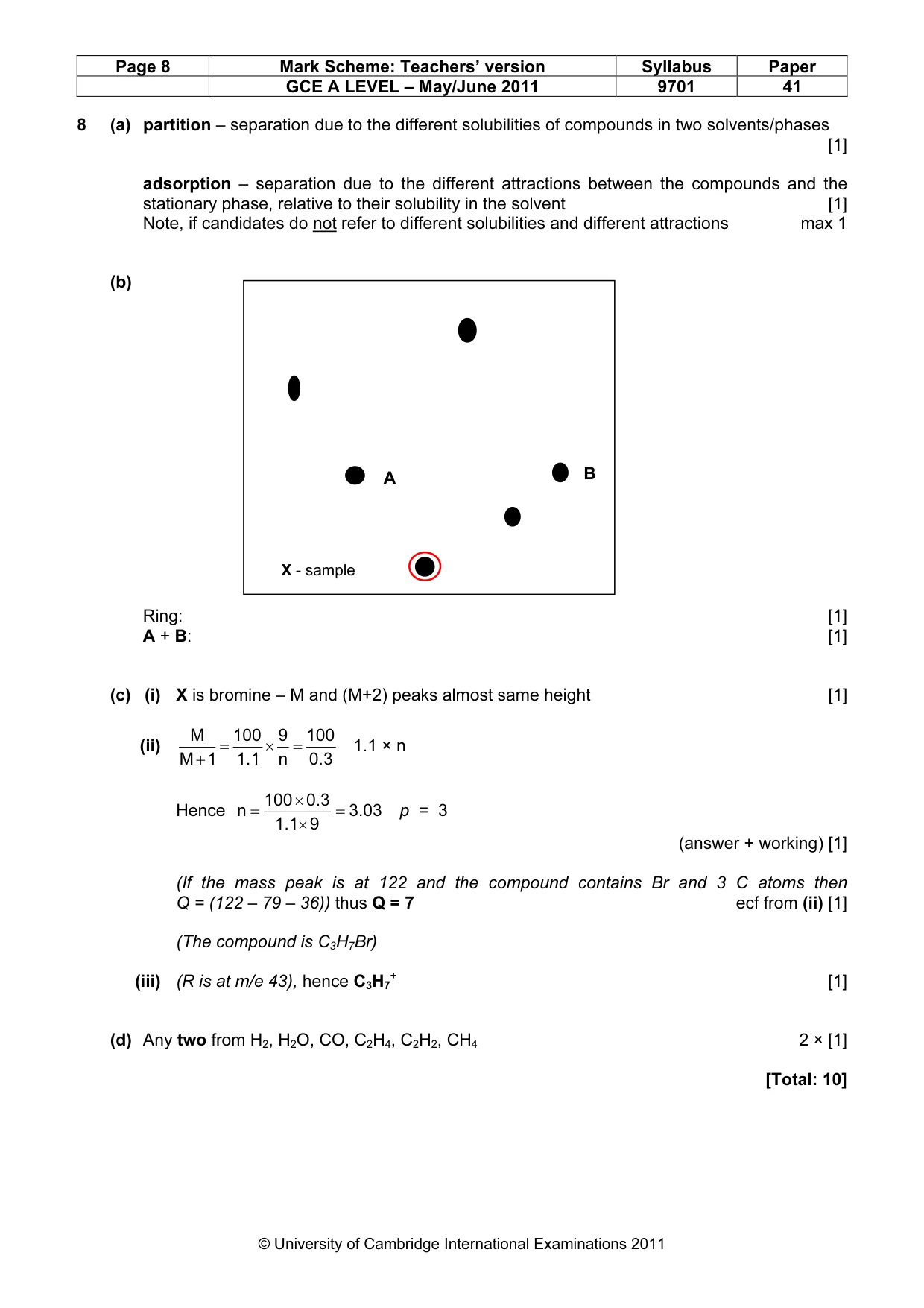 Mark scheme, page 8 of 9