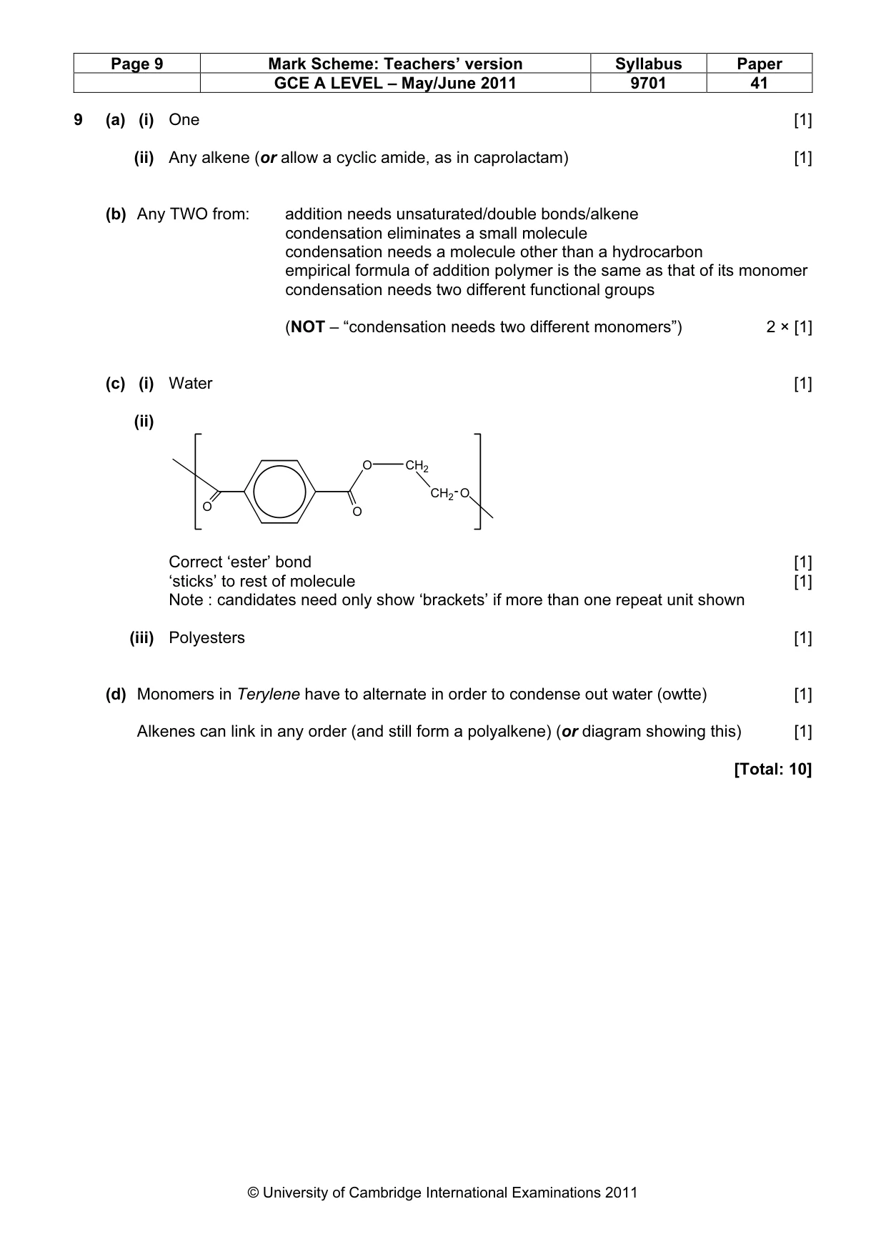 Mark scheme, page 9 of 9