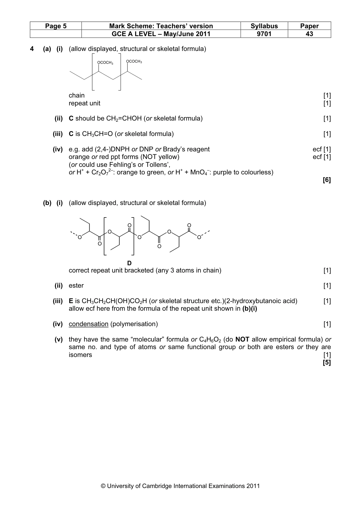 Mark scheme, page 5 of 10