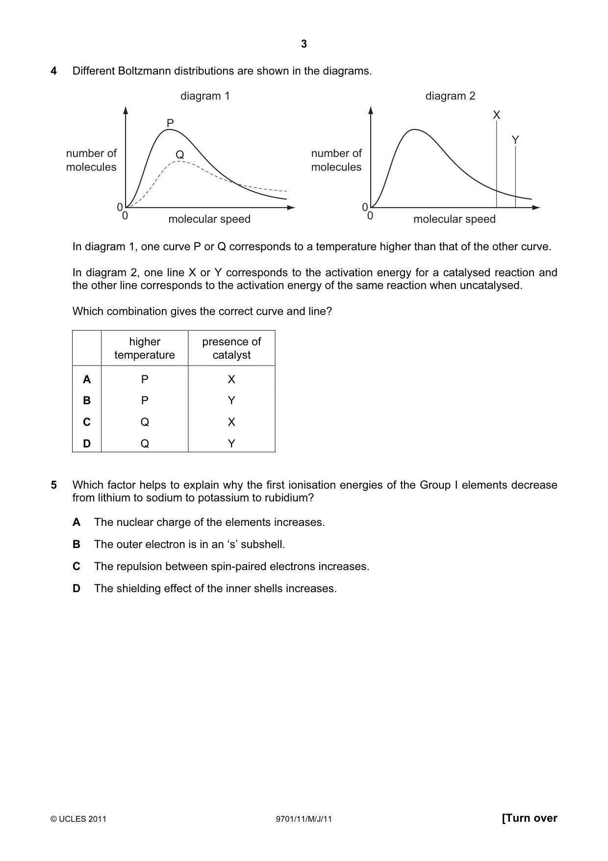 Cambridge A Level Chemistry 9701 2011 May/June Paper 1 · Variant 1 question paper, page 3 of 16