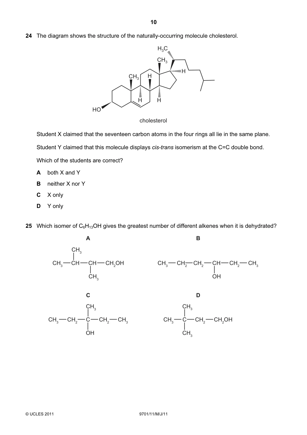 Cambridge A Level Chemistry 9701 2011 May/June Paper 1 · Variant 1 question paper, page 10 of 16