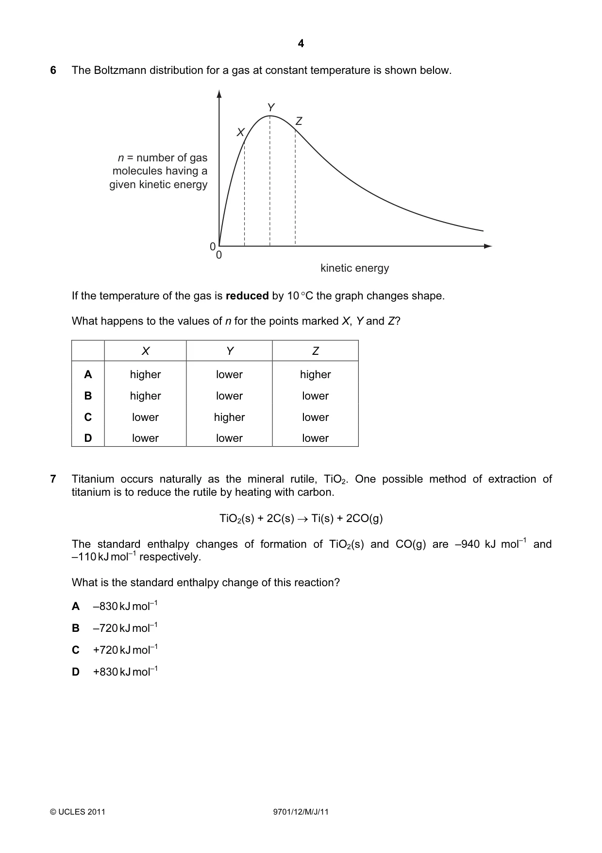 Cambridge A Level Chemistry 9701 2011 May/June Paper 1 · Variant 2 question paper, page 4 of 16