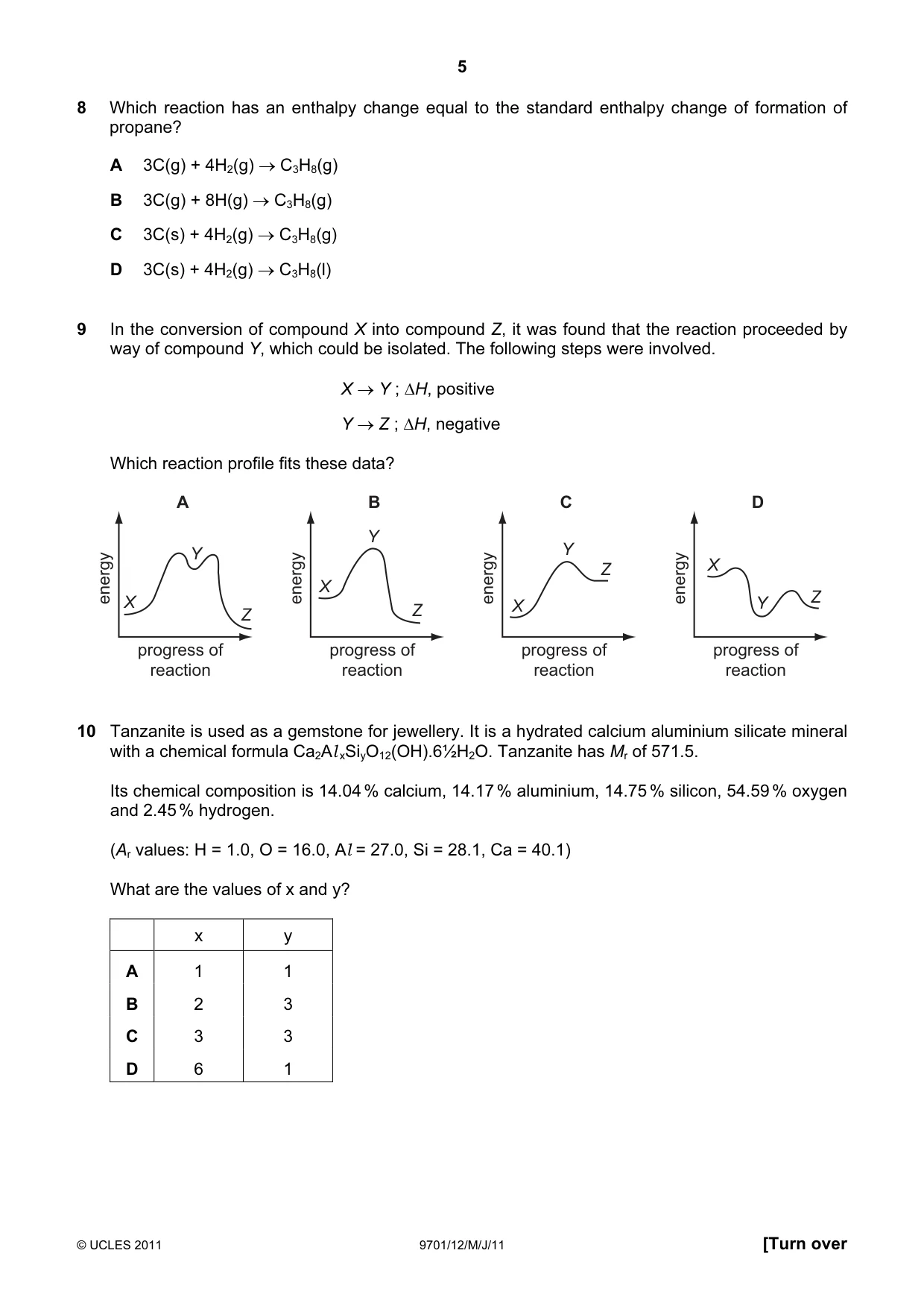 Cambridge A Level Chemistry 9701 2011 May/June Paper 1 · Variant 2 question paper, page 5 of 16