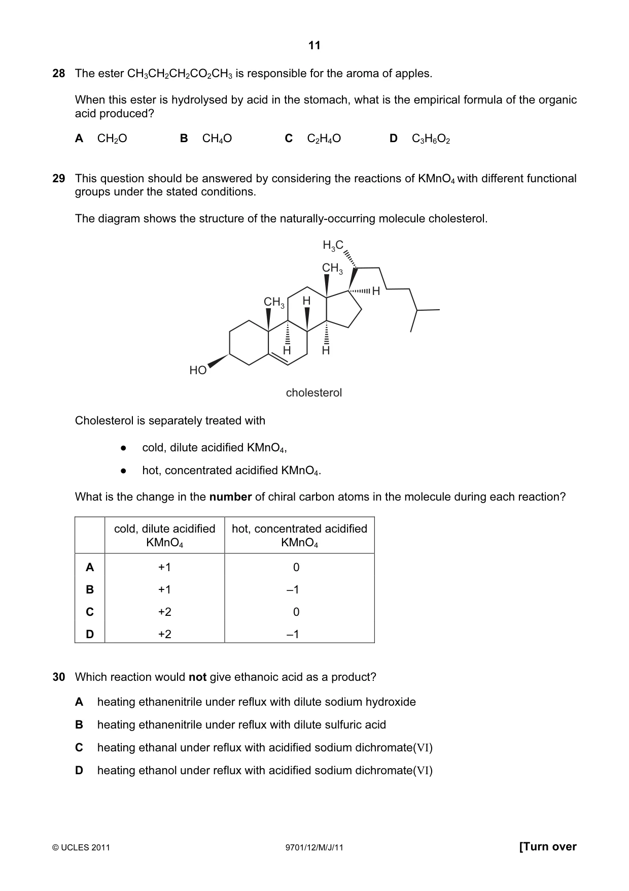 Cambridge A Level Chemistry 9701 2011 May/June Paper 1 · Variant 2 question paper, page 11 of 16
