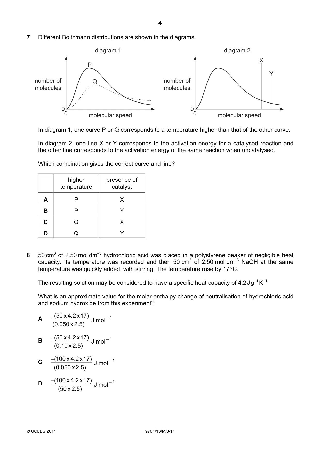 Cambridge A Level Chemistry 9701 2011 May/June Paper 1 · Variant 3 question paper, page 4 of 16